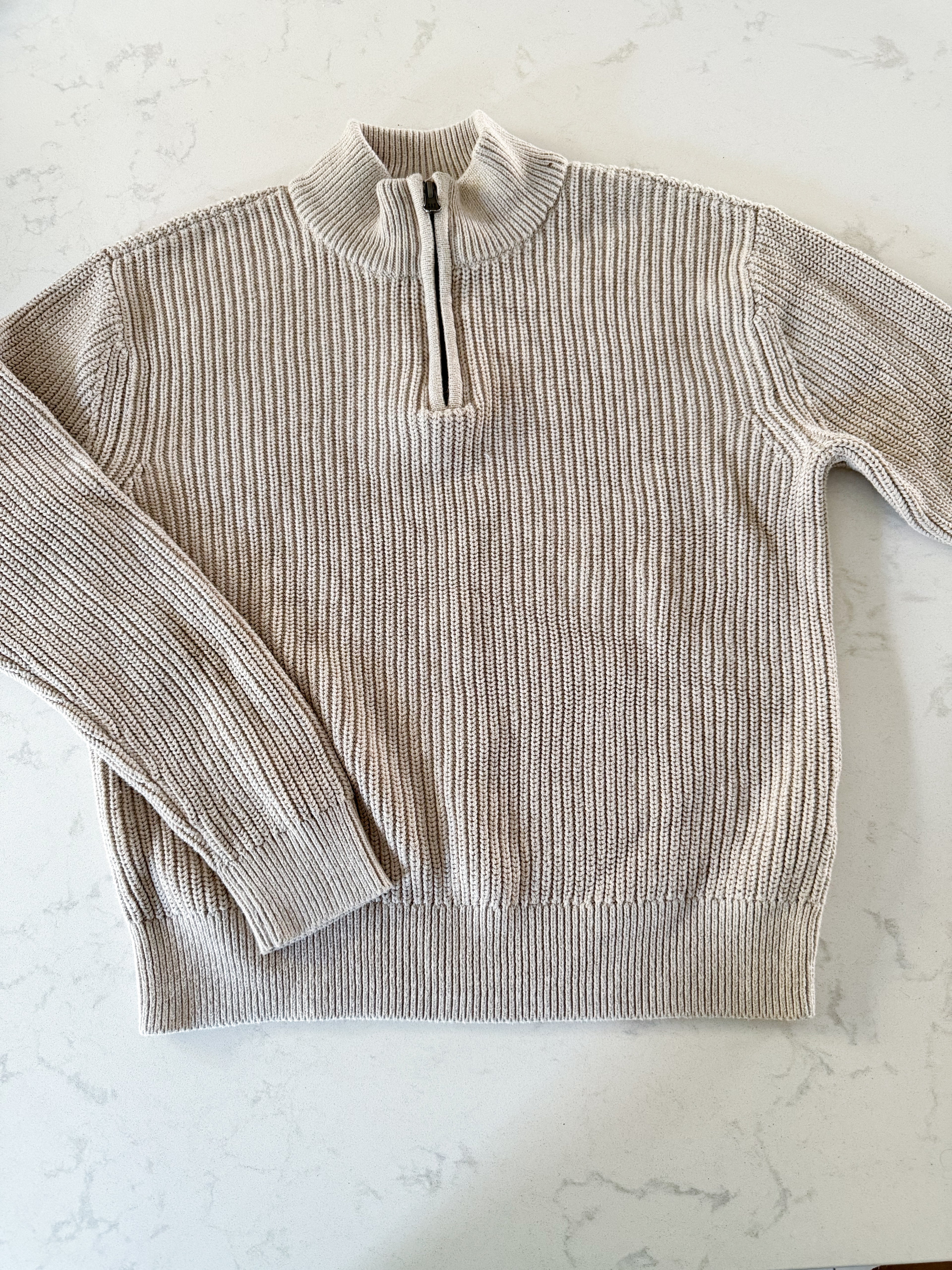 Gap- XL (12Y)- VGUC- beige quarter zip knit sweater