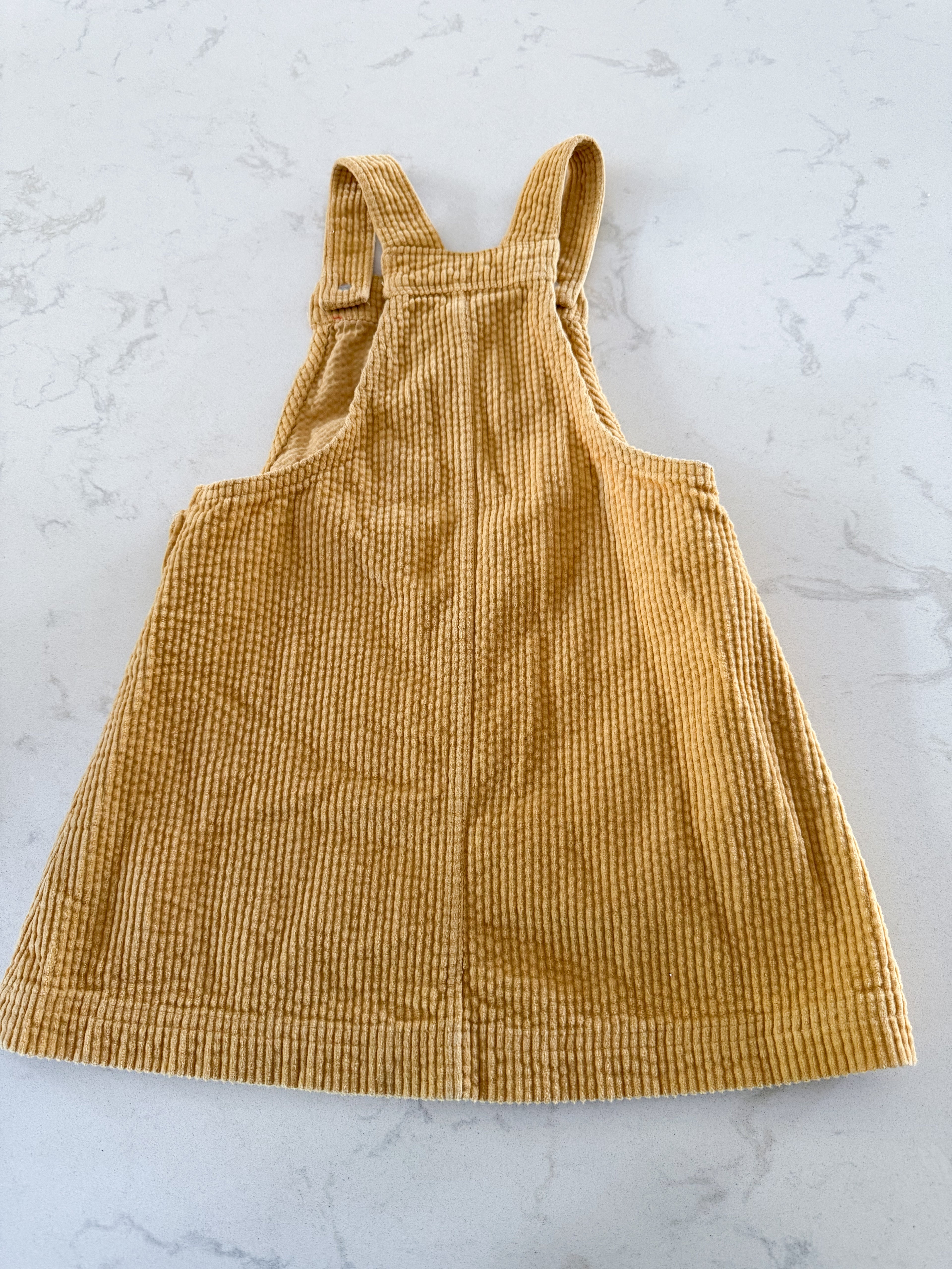 Tahari-5-6Y- VGUC- yellow corduroy overall dress