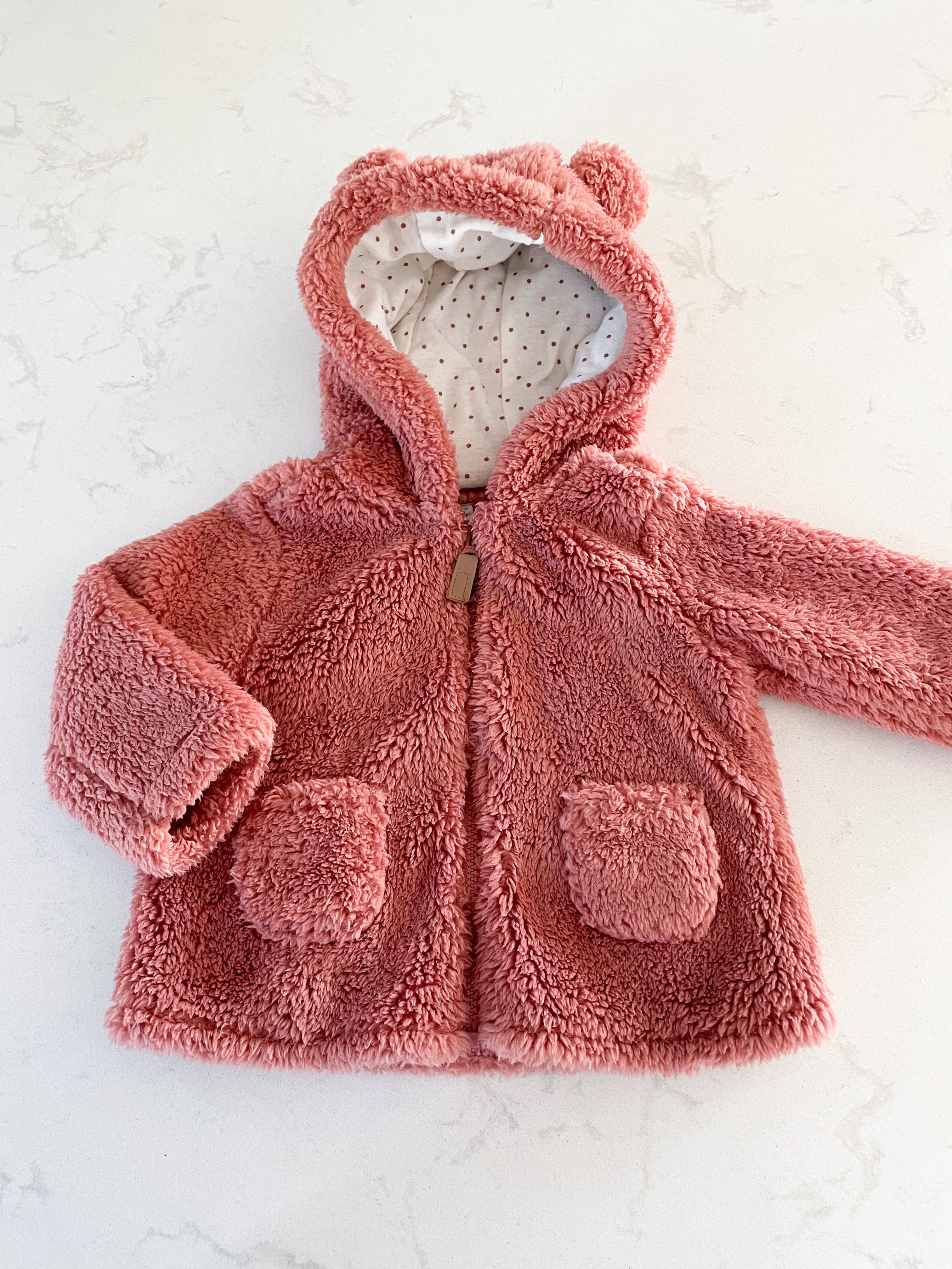 Carters- 6m-GUC-fuzzy dark rose coat