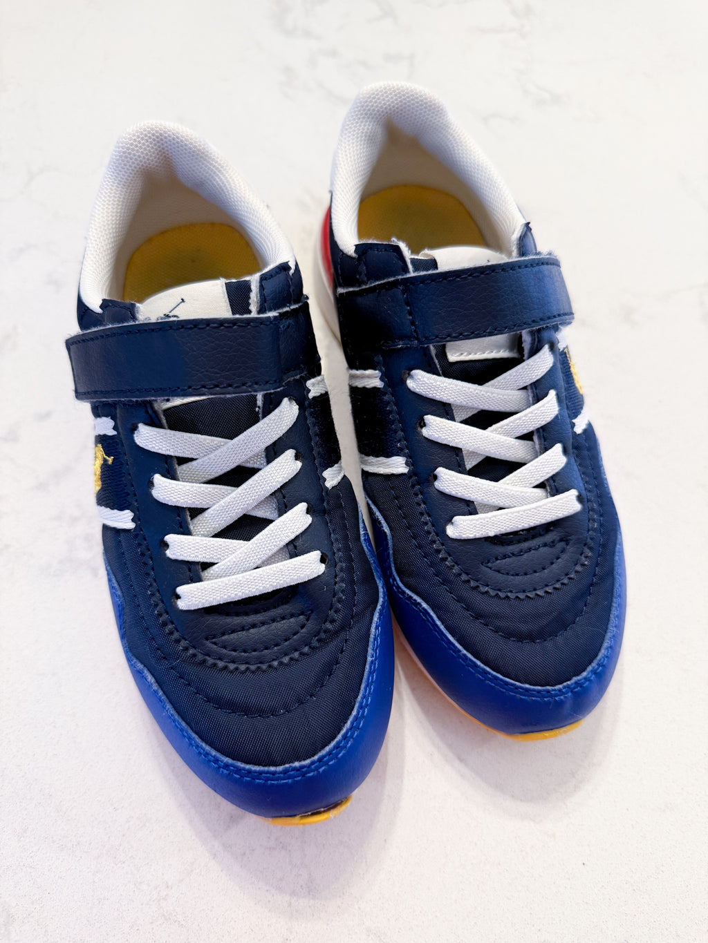 Ralph Lauren- 12C- GUC- primary colour shoes with elastic laces and Velcro strap