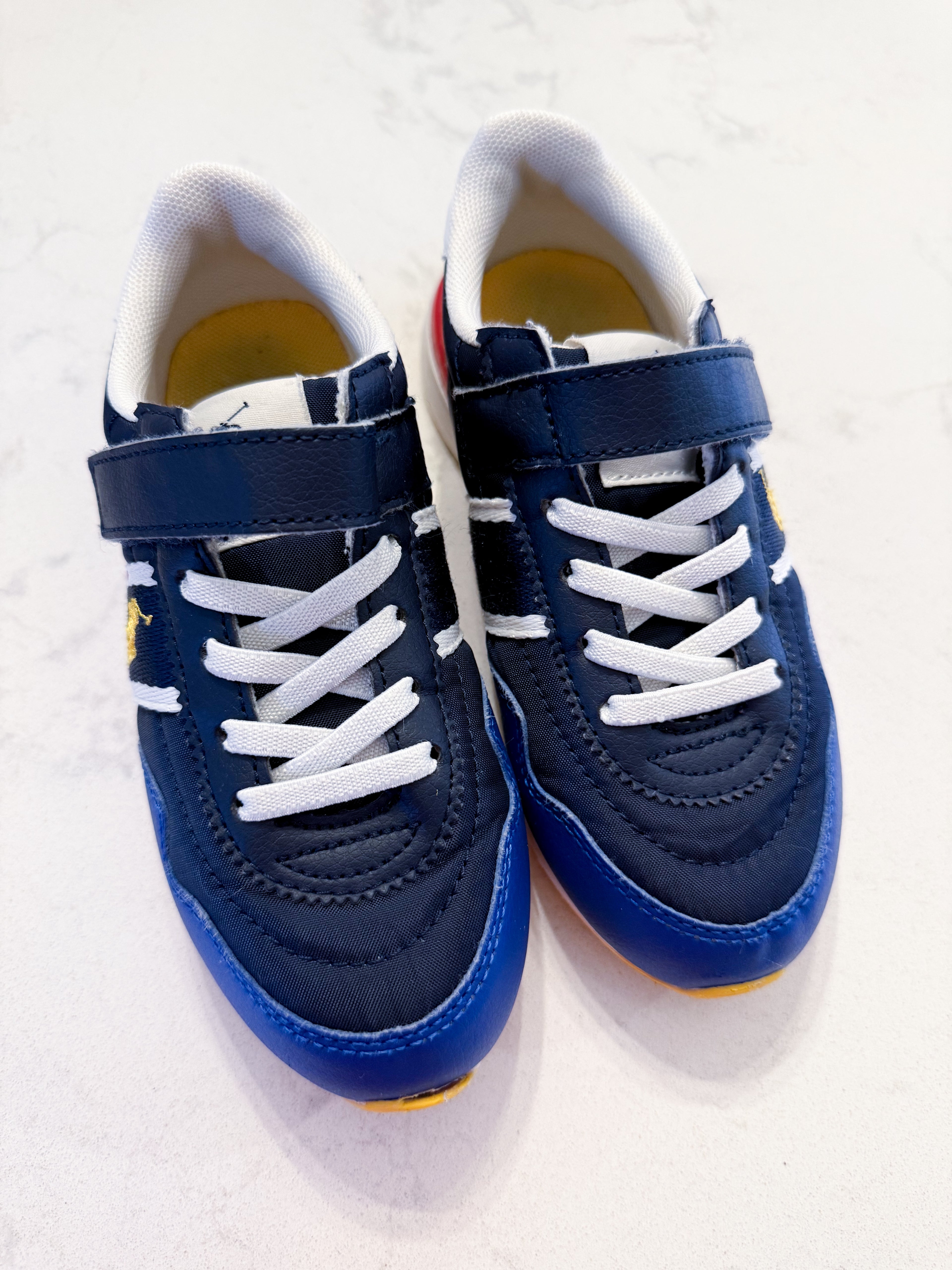 Ralph Lauren- 12C- GUC- primary colour shoes with elastic laces and Velcro strap