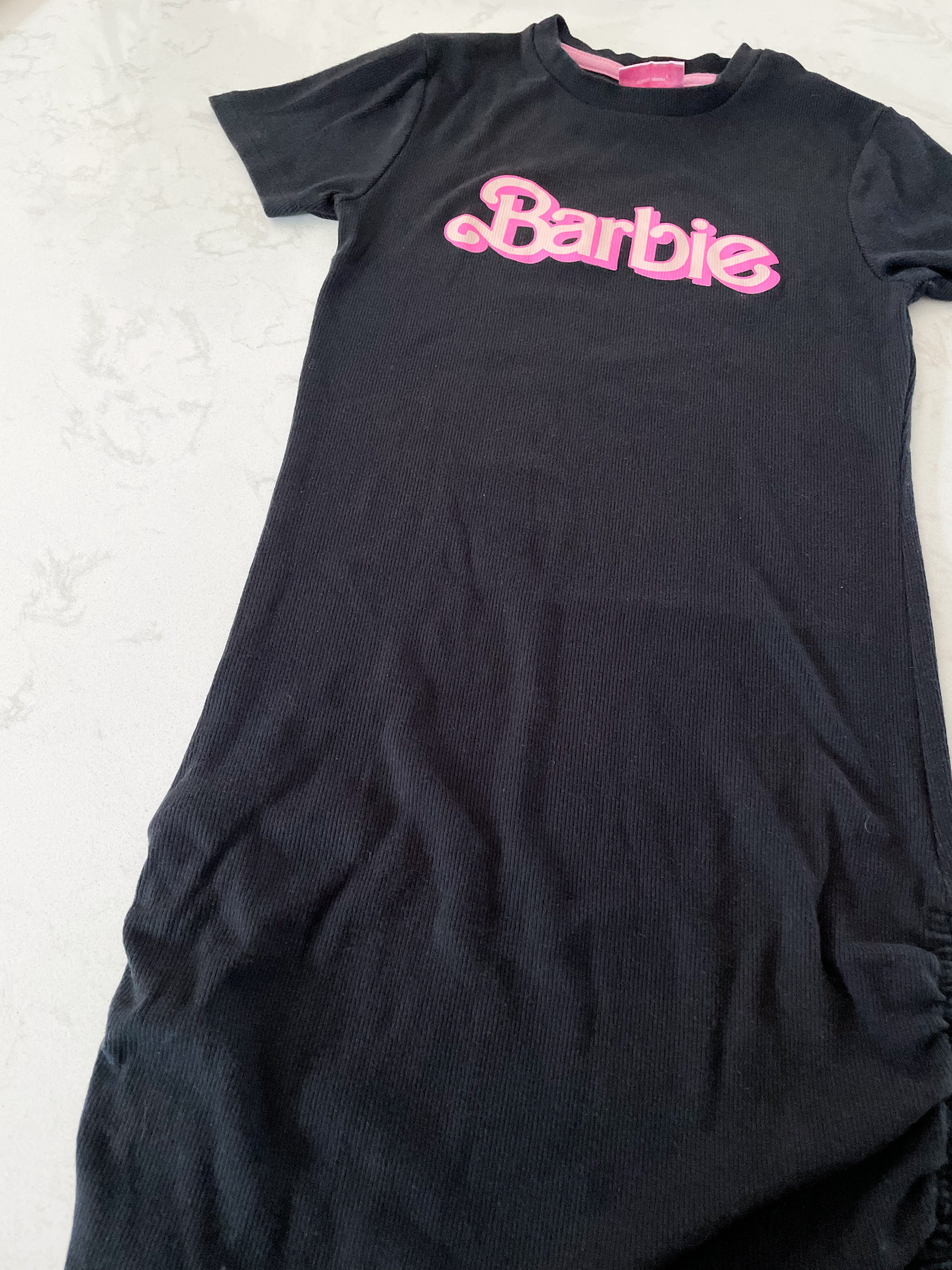Barbie-10-12Y-GUC- black ribbed tight fitting Barbie dress