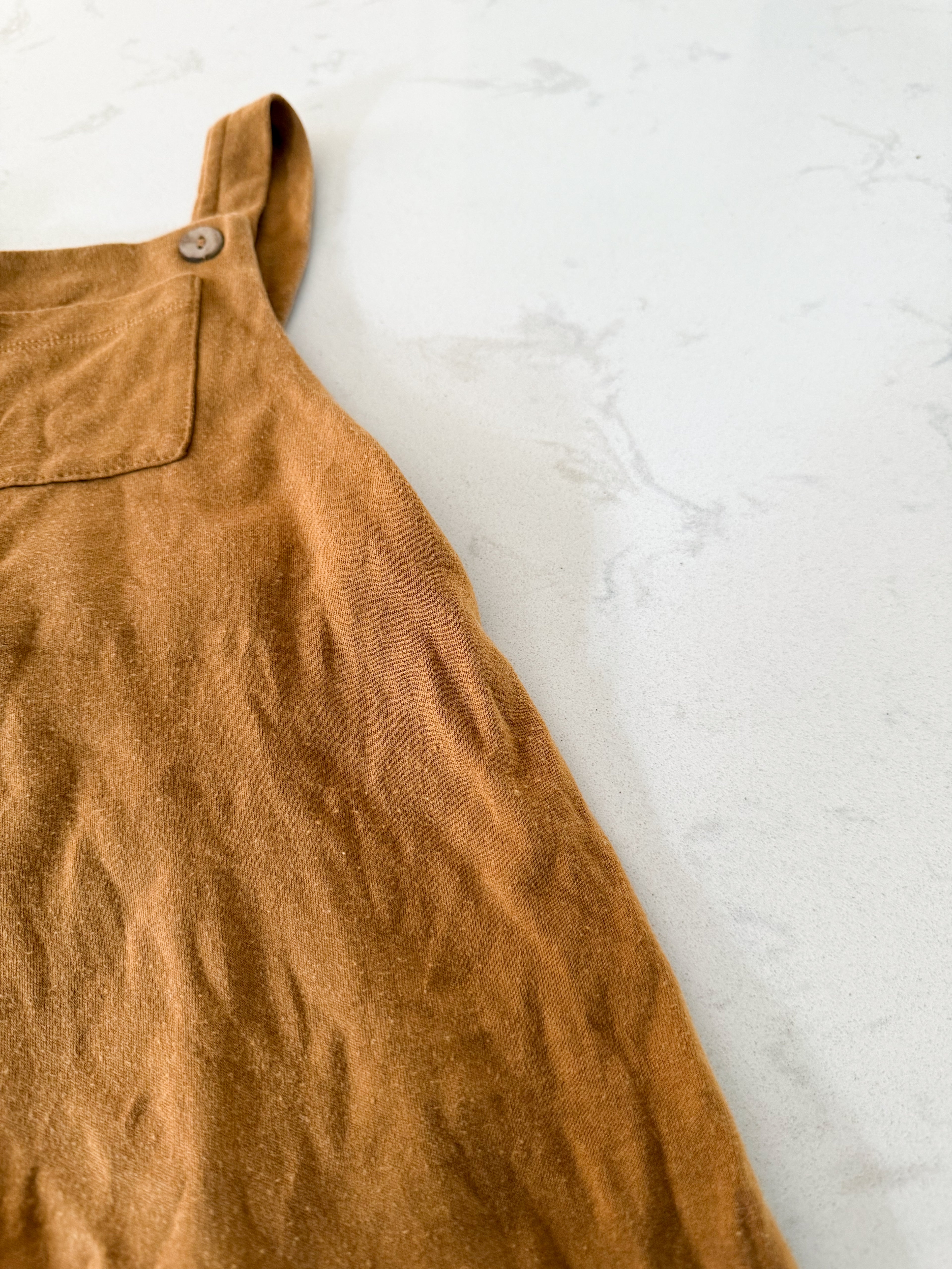 Little and Lively- 6-12m- GUC- bamboo brown cloth overalls