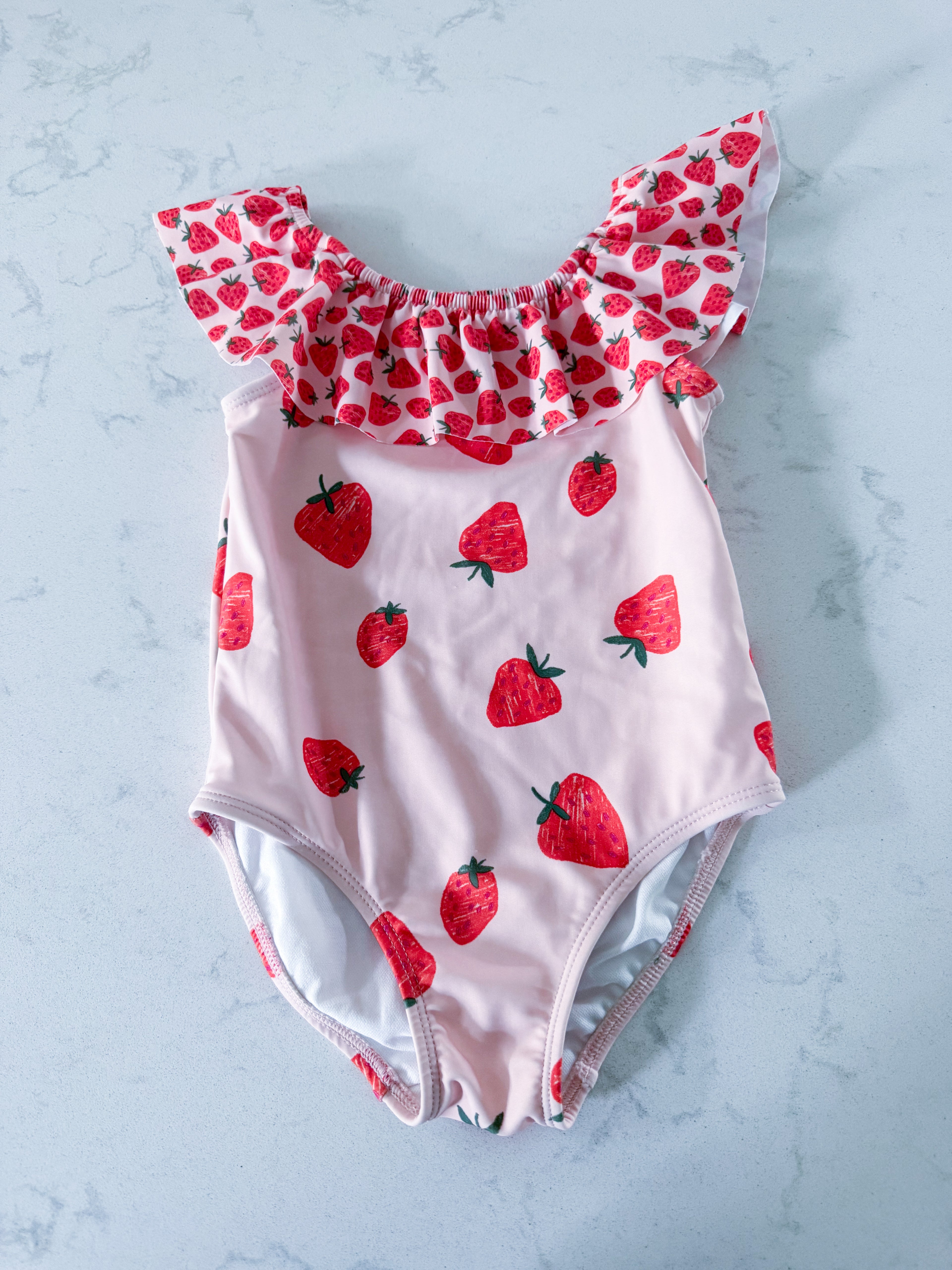 Carters- 4T- VGUC- pink bathing suit with strawberry pattern