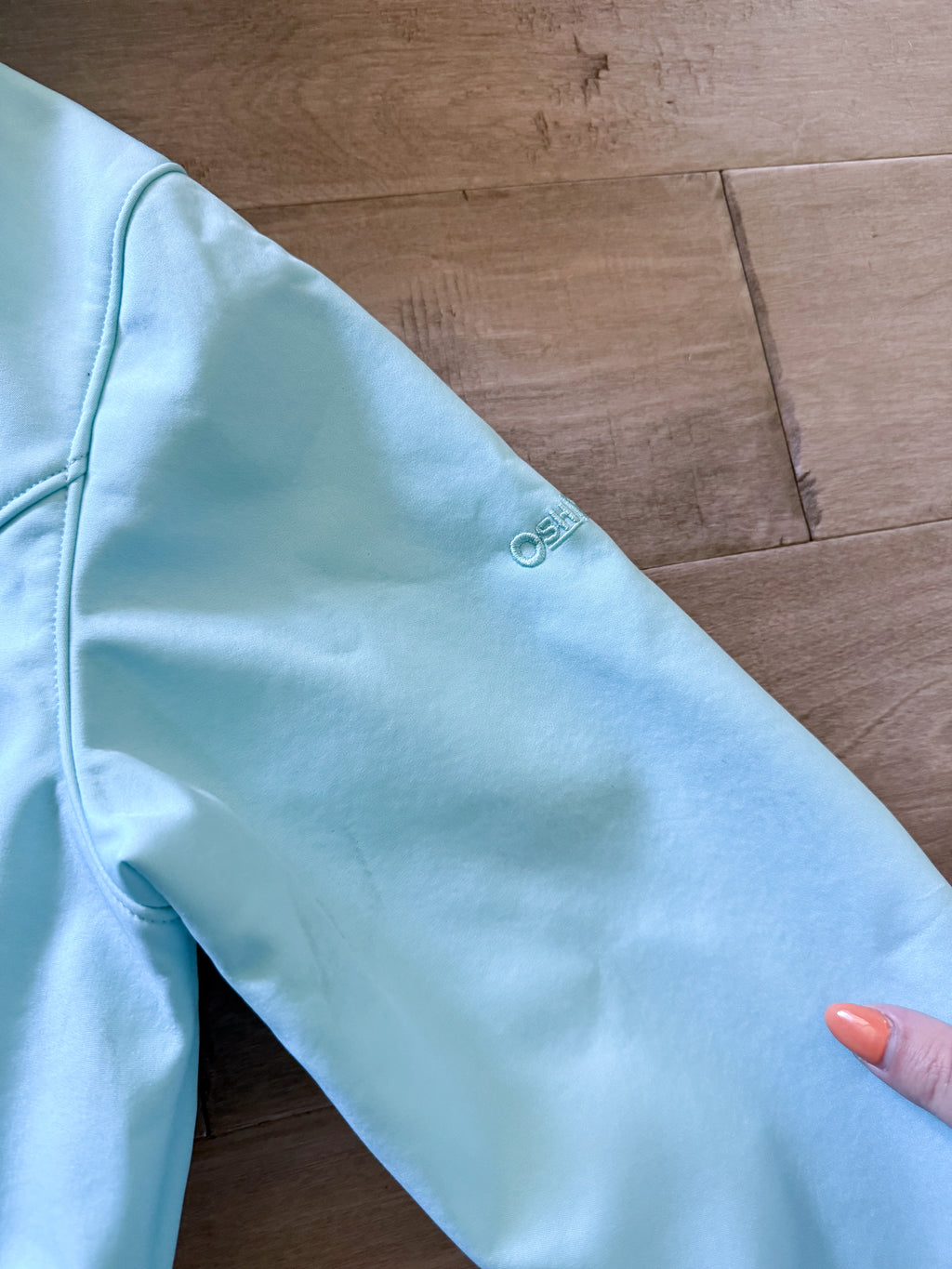 Oshkosh-10Y- VGUC- light blue softshell fleece lined jacket with yellow accents