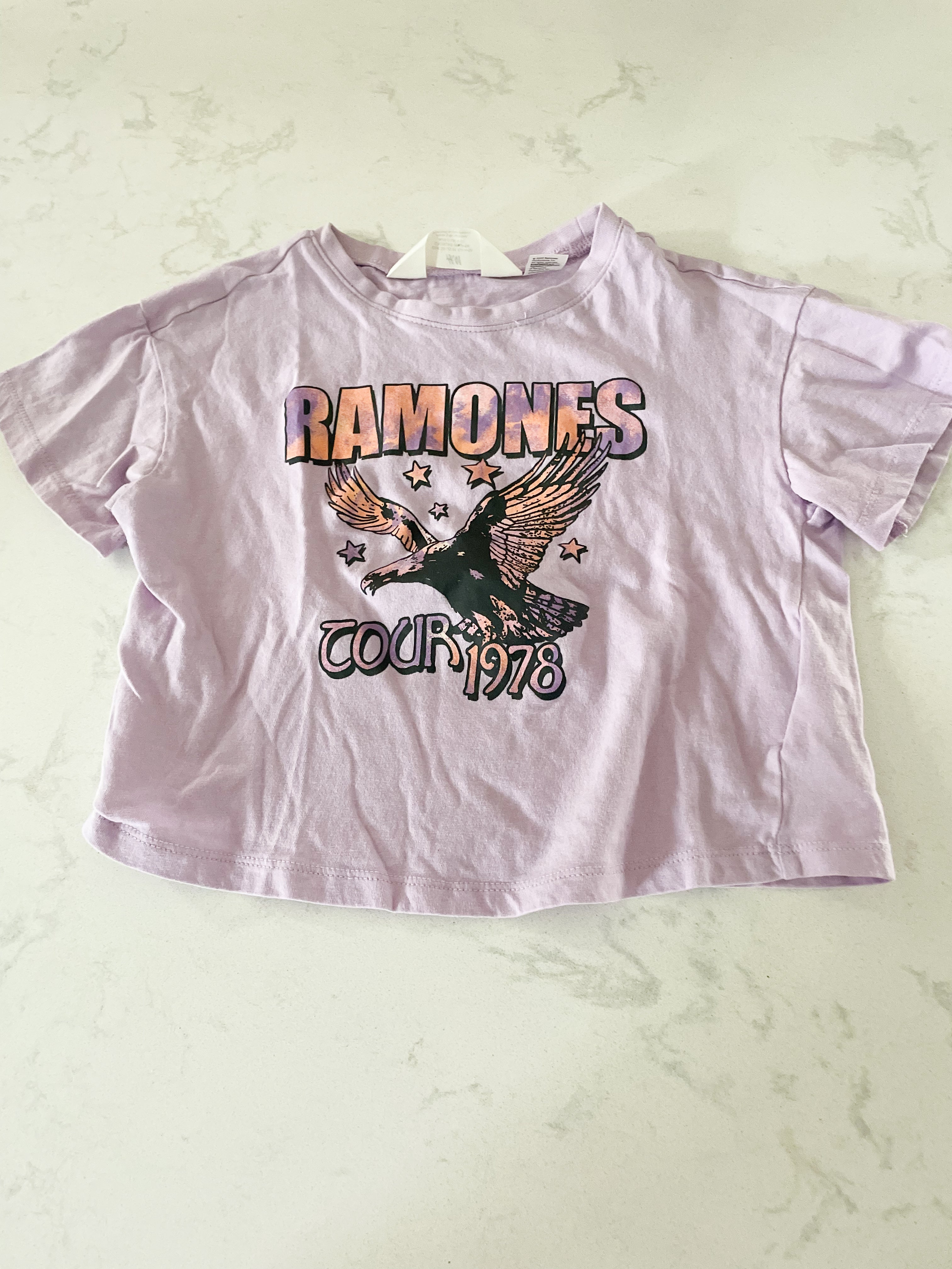 H&M-5T- GUC- purple short sleeve crop shirt