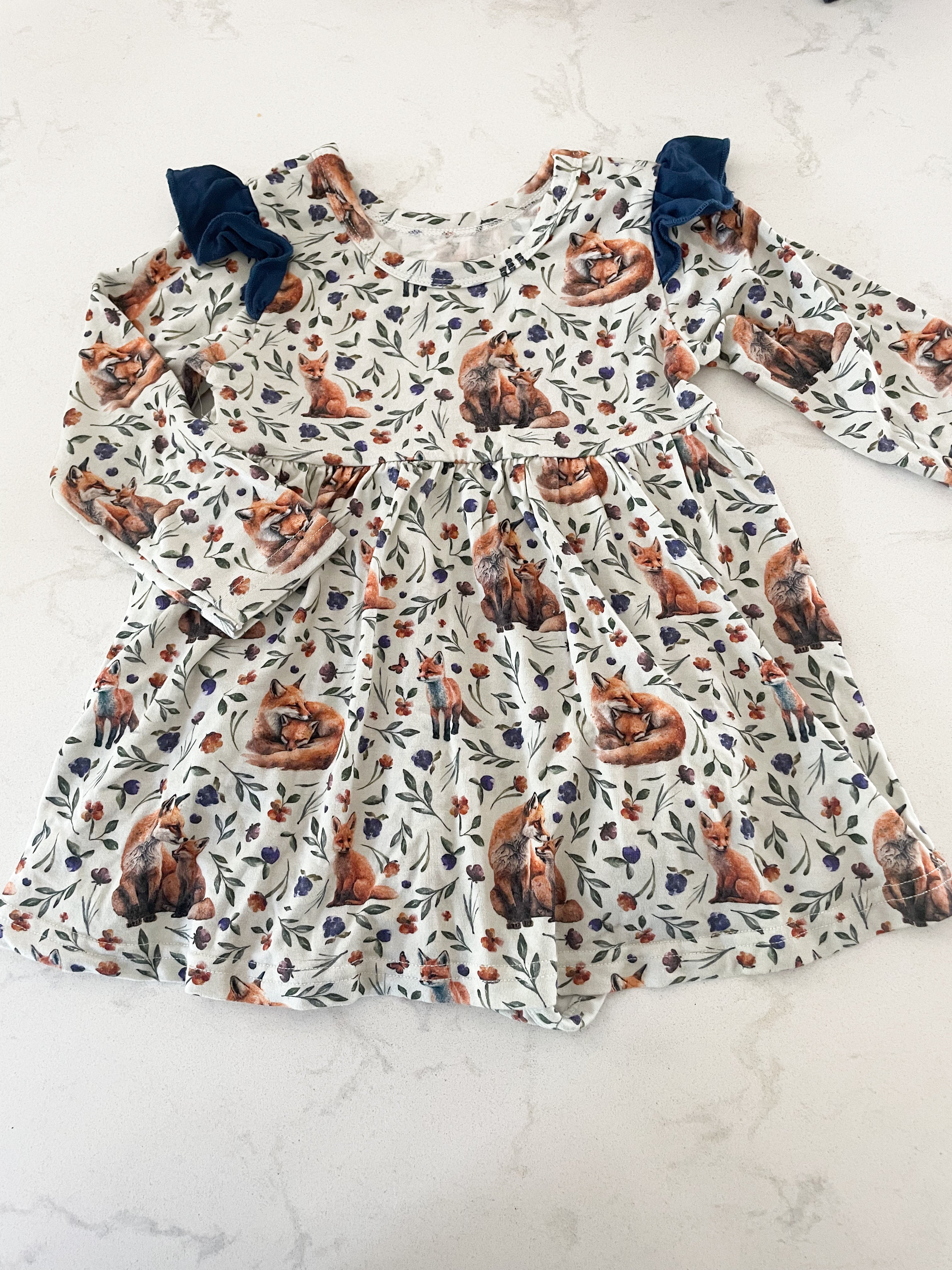 Little Folks- 1-2Y- bamboo long sleeve dress with foxes