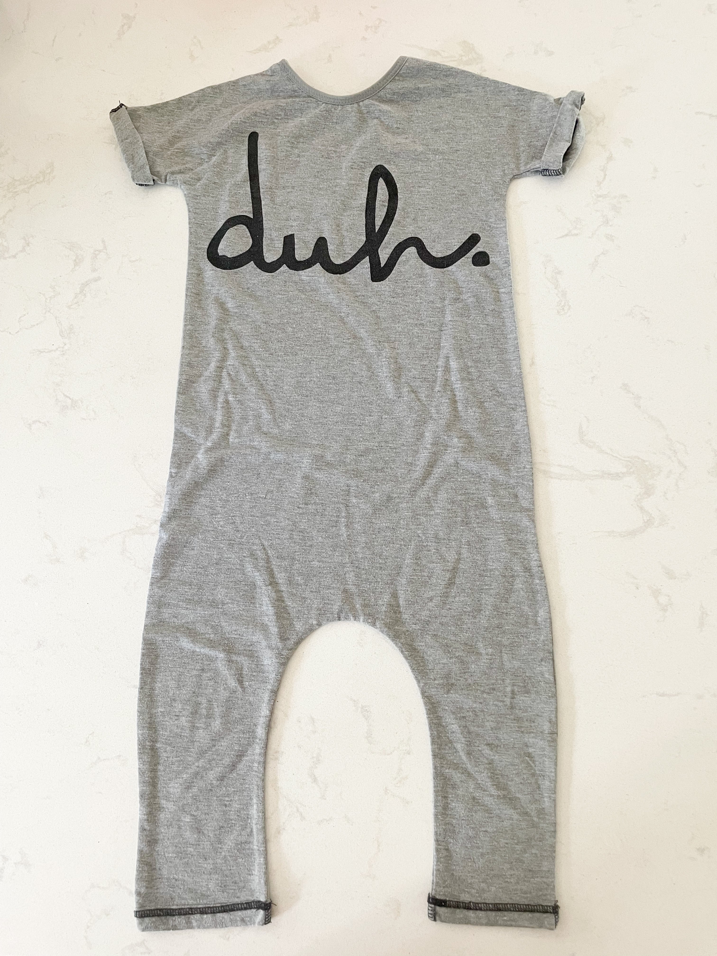 RAGS- 3/4T- VGUC- grey t shirt romper