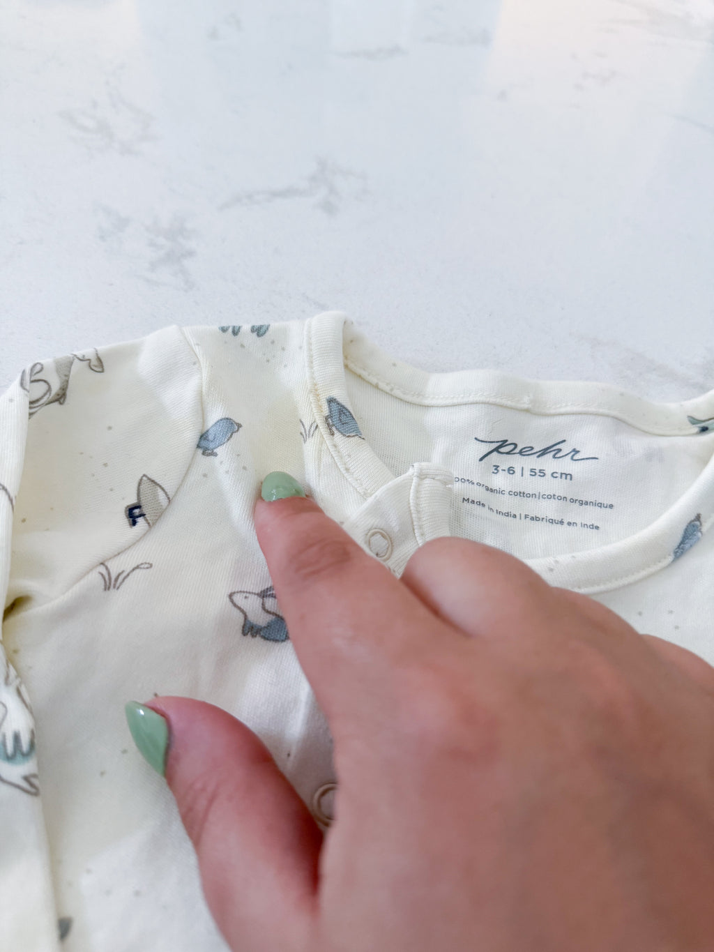 Pehr- 3-6m- PLAY- cream coloured footless pajamas with spring animals