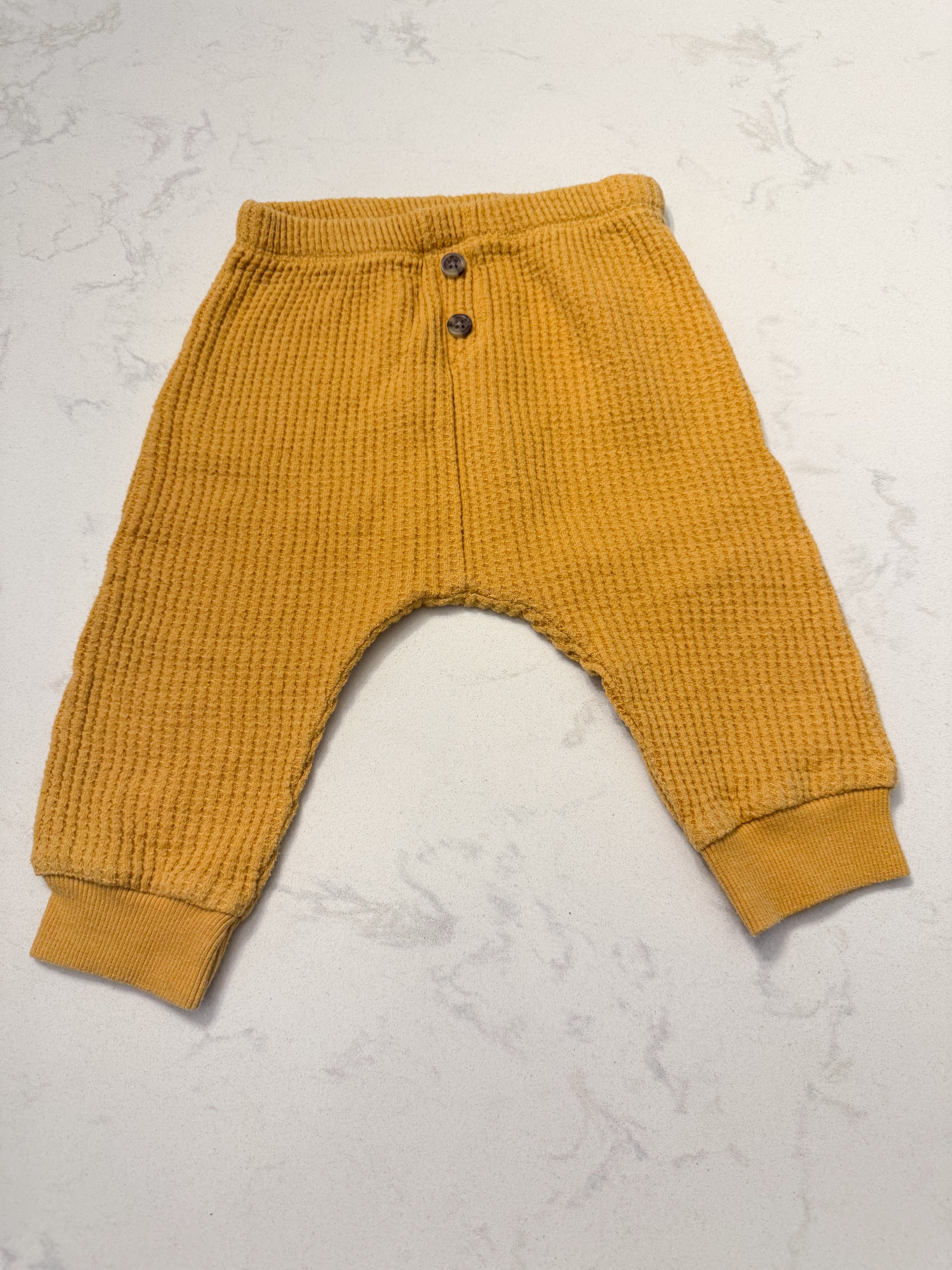 Old Navy- 6-12m- PLAY- yellow waffle knit pants