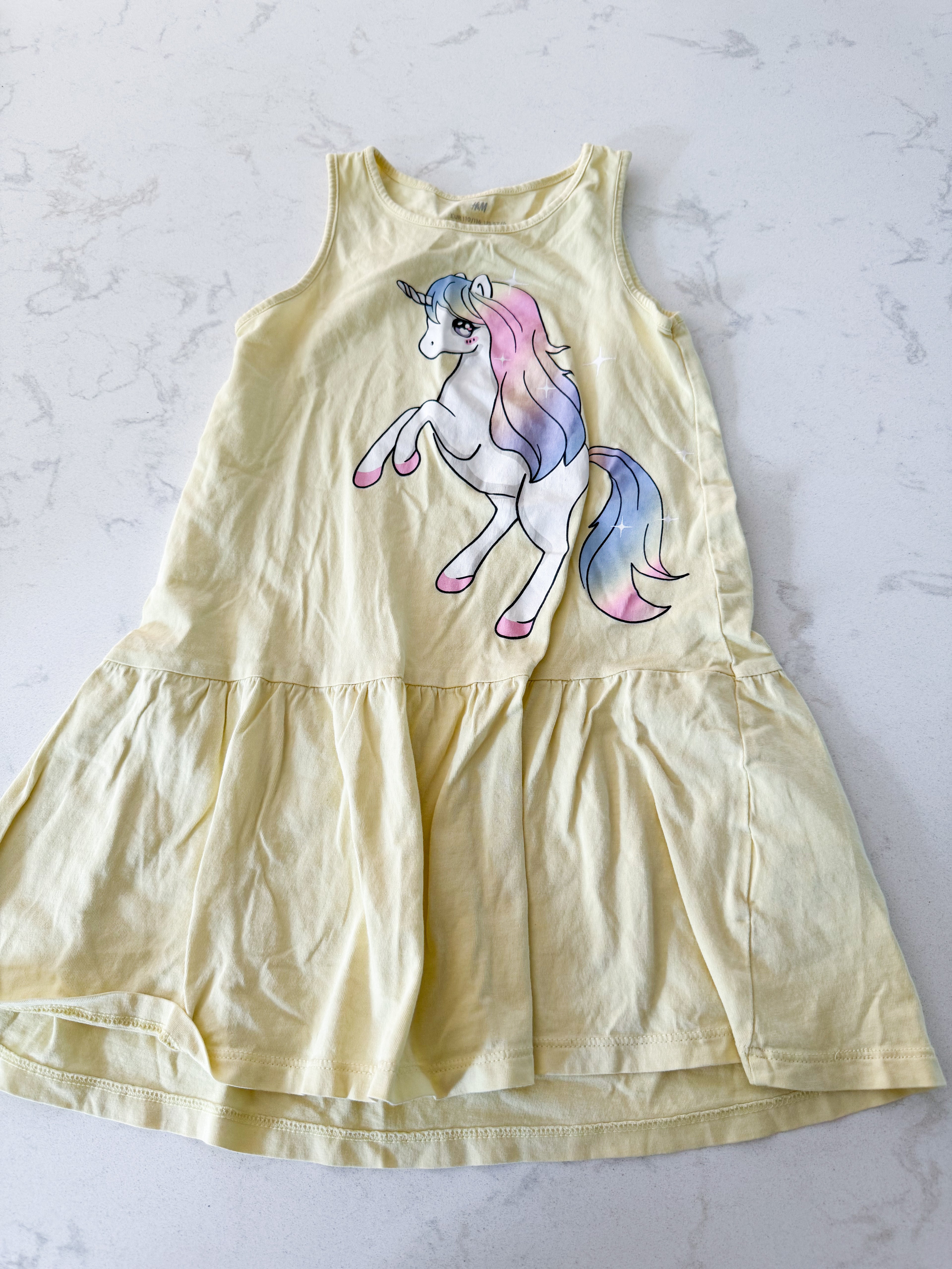 H&M- 5T- VGUC- tank dress with unicorn on front
