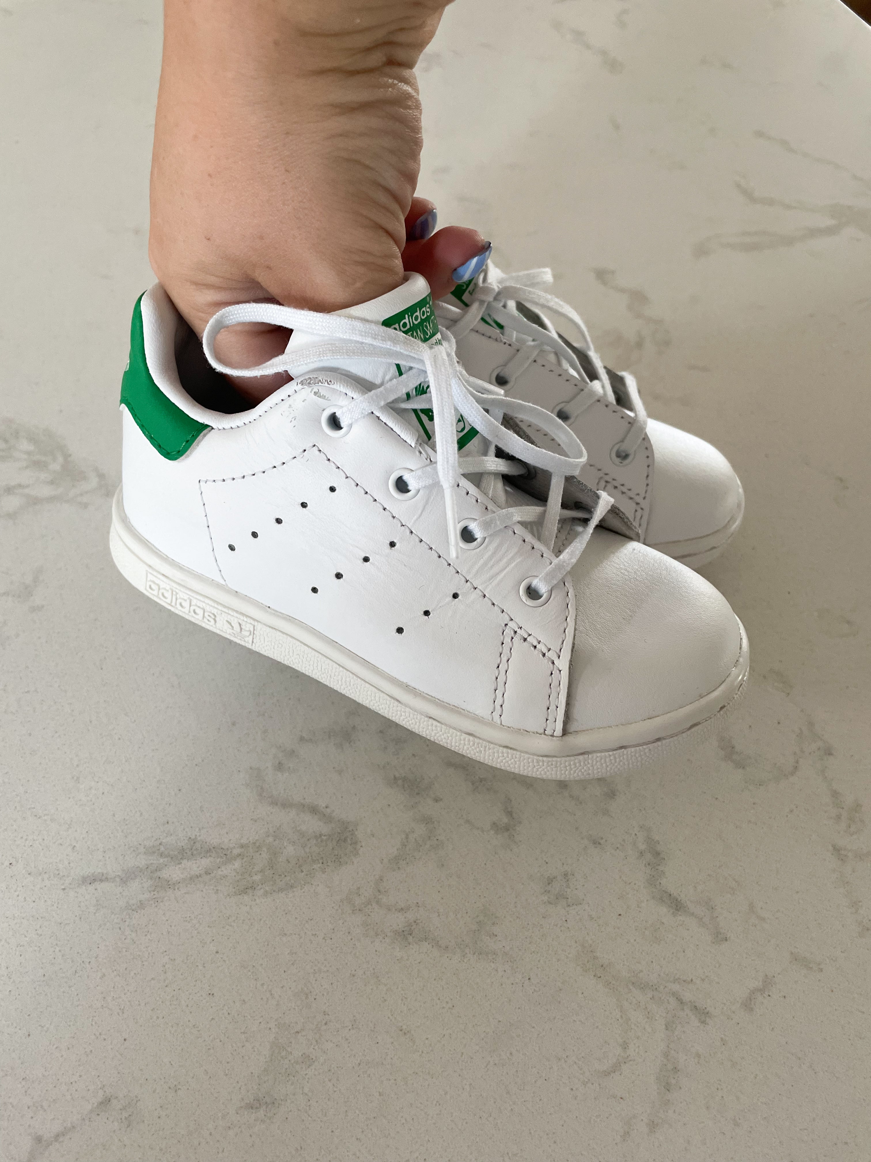 Adidas+ Stan Smith collab-8C- white shoes with green.