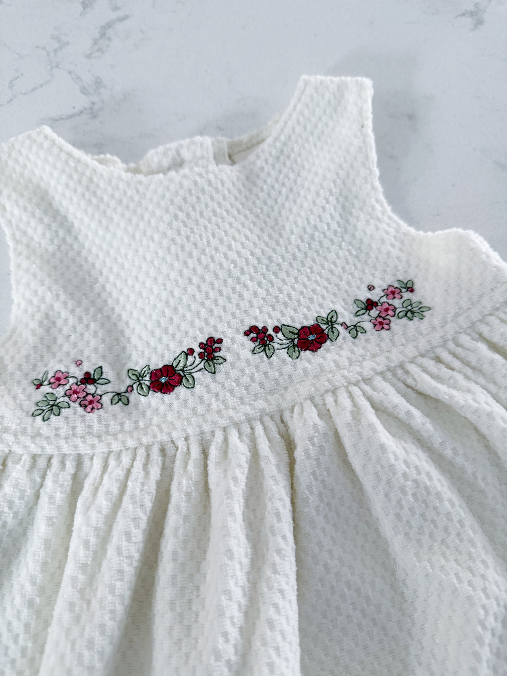 Cherokee (2005)- 12m- VGUC- white soft floral embroidered dress