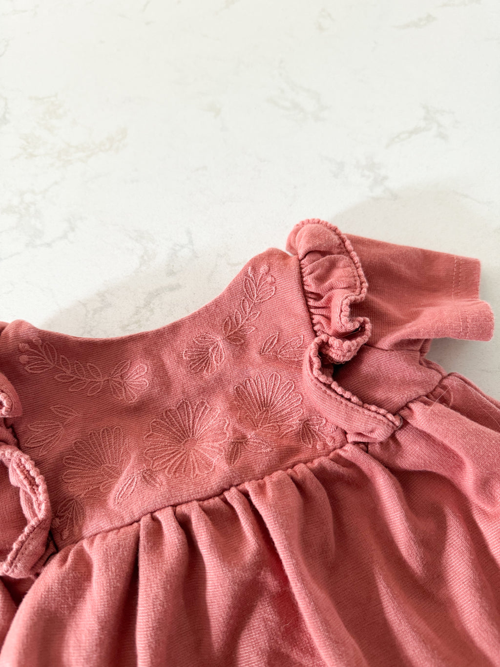 Rachel Zoe- 3-6m- GUC- two piece dusty rose embroidered top with floral leggings