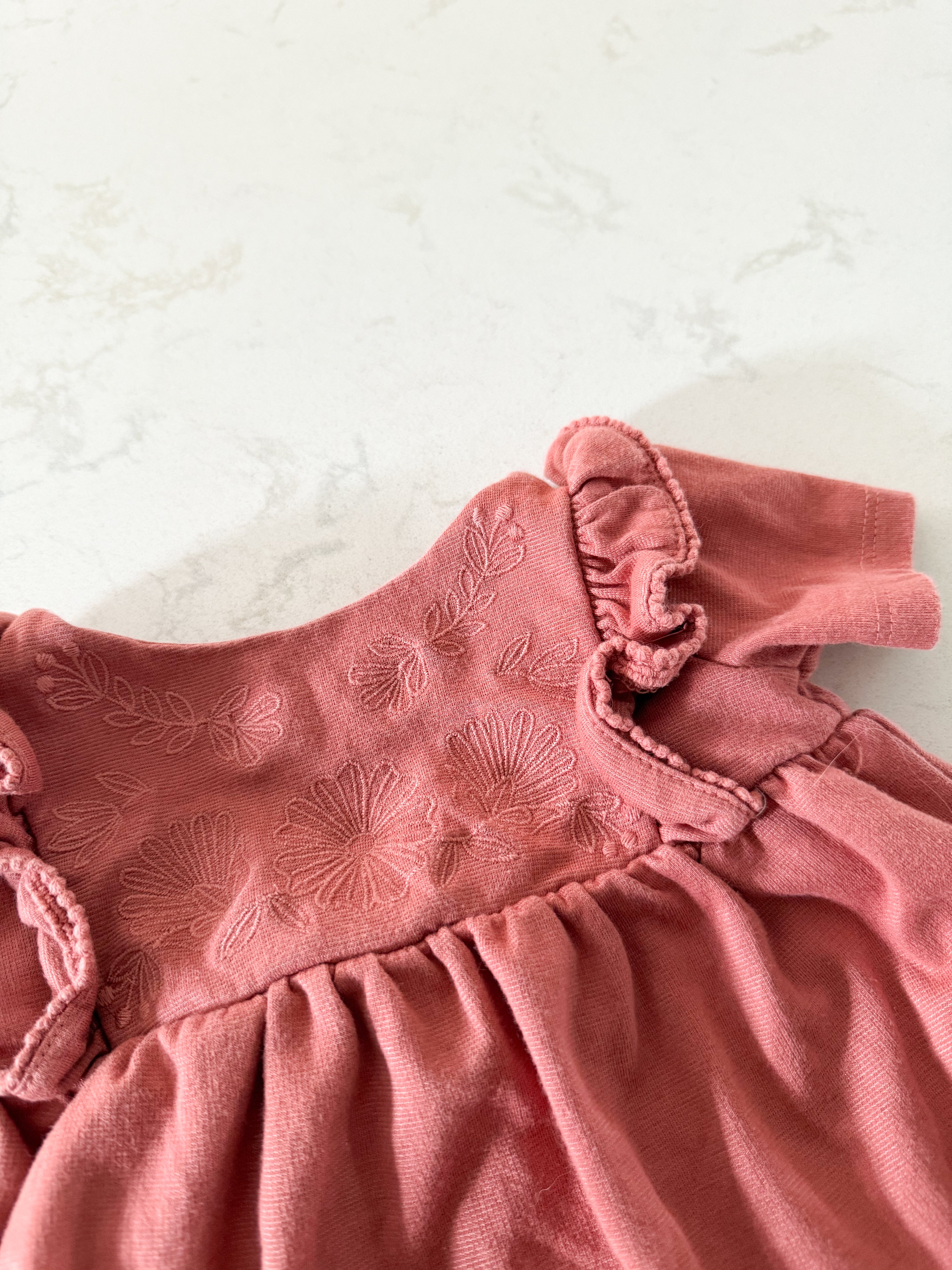 Rachel Zoe- 3-6m- GUC- two piece dusty rose embroidered top with floral leggings