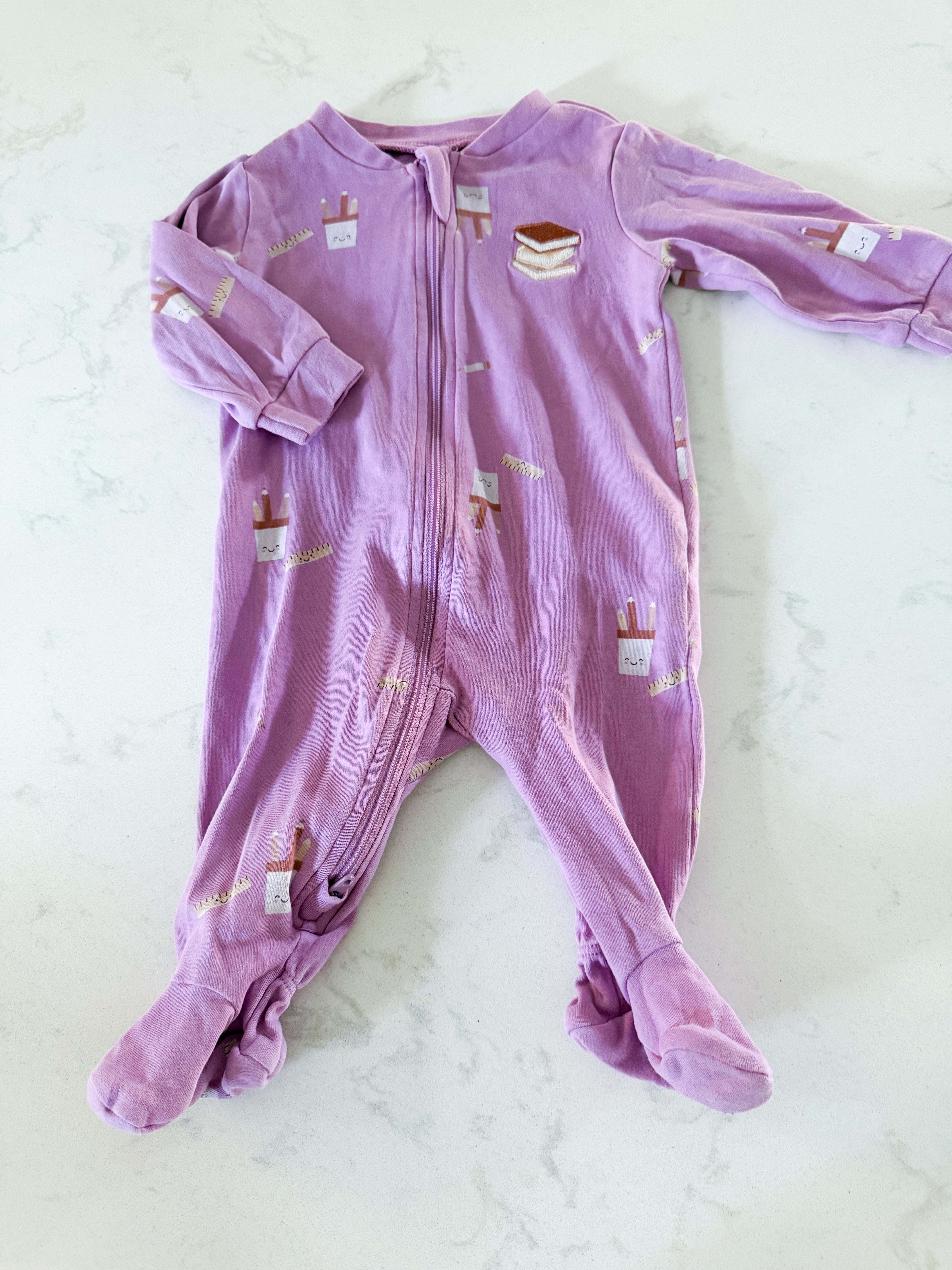 Pekkle-3m- GUC- purple footie jammies