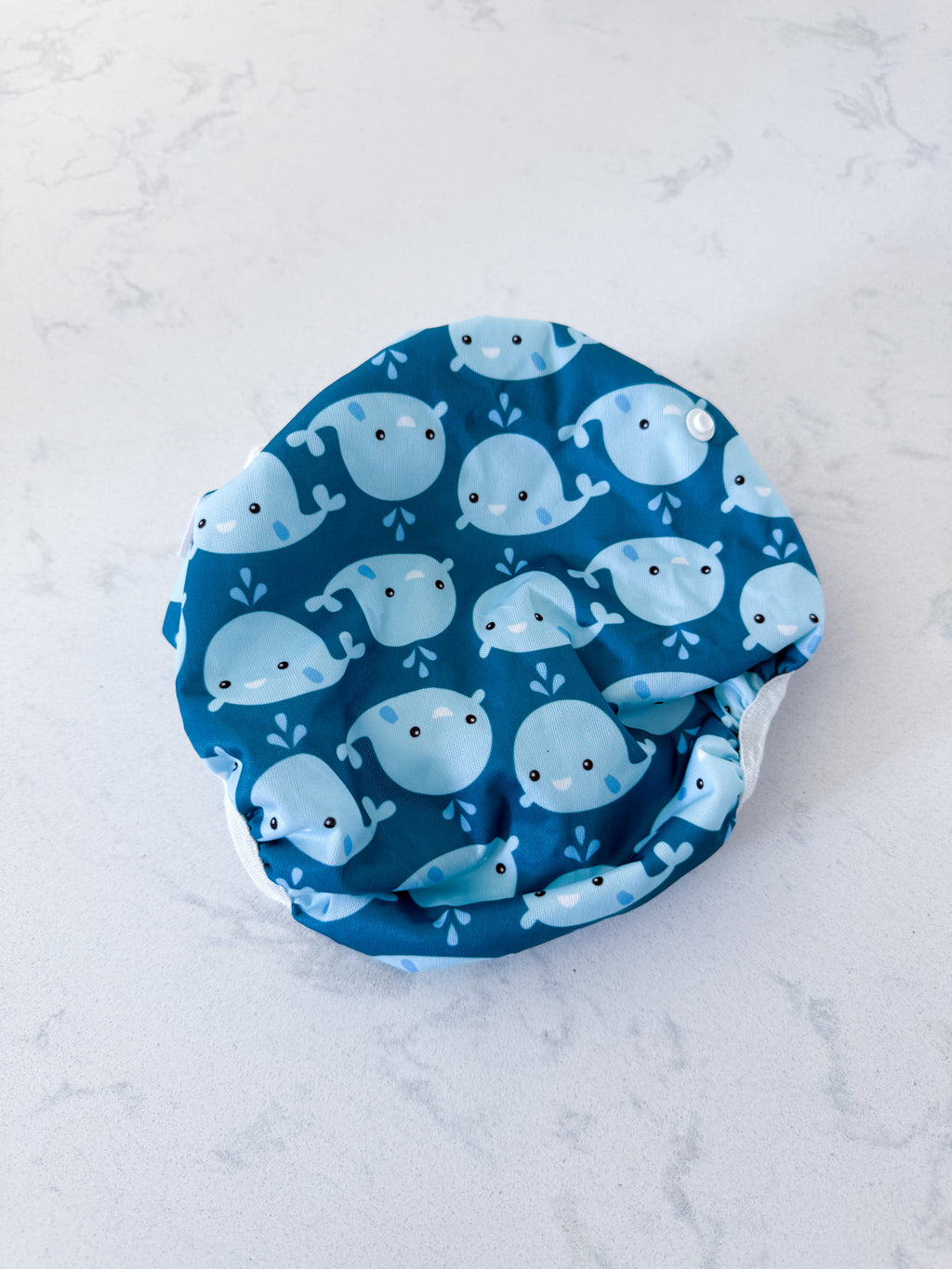 Alva Baby- size is adjustable- VGUC- reusable swim diaper with whale pattern