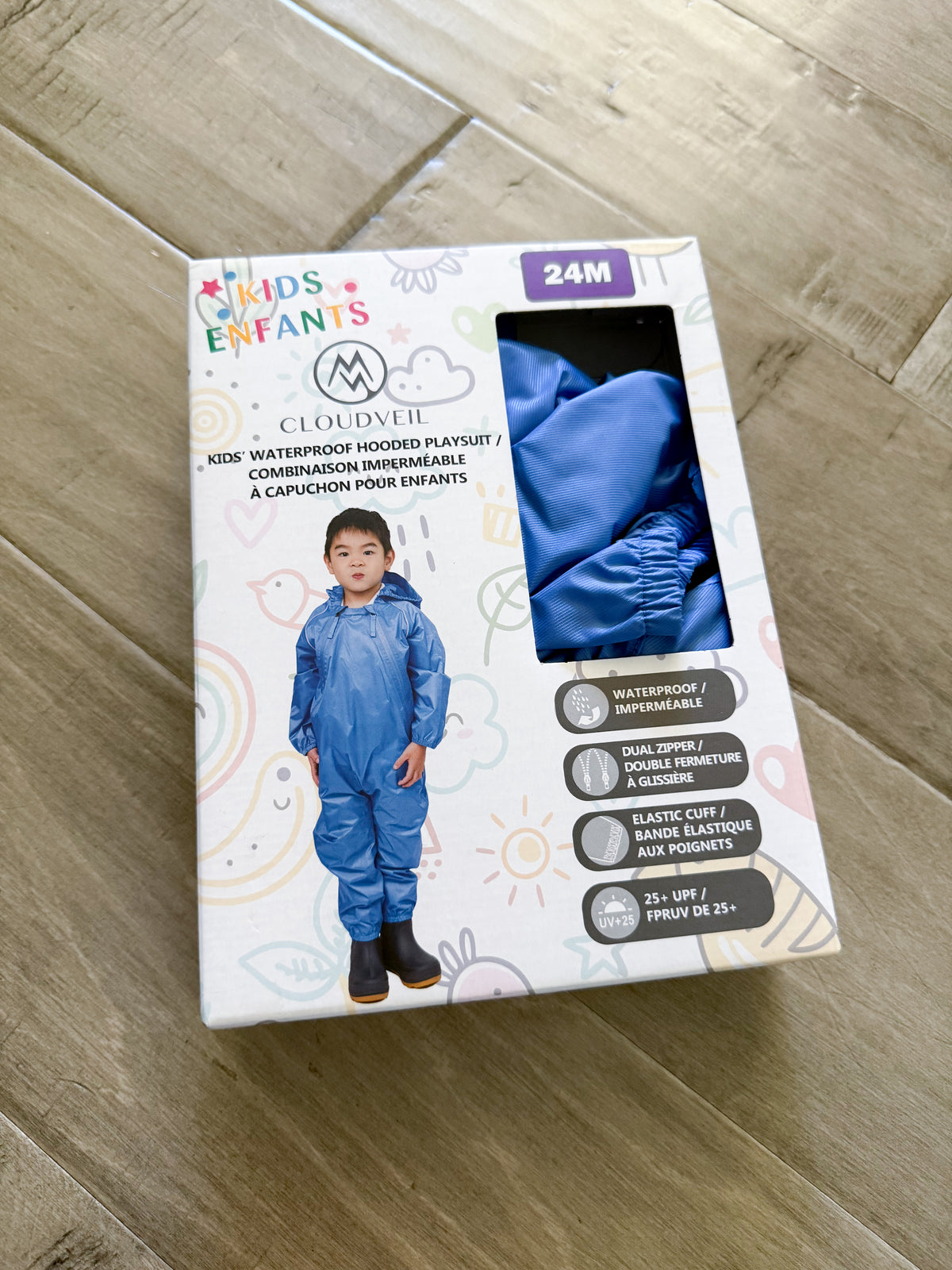 Cloudveil- 24m- BNWT- blue splash rain suit