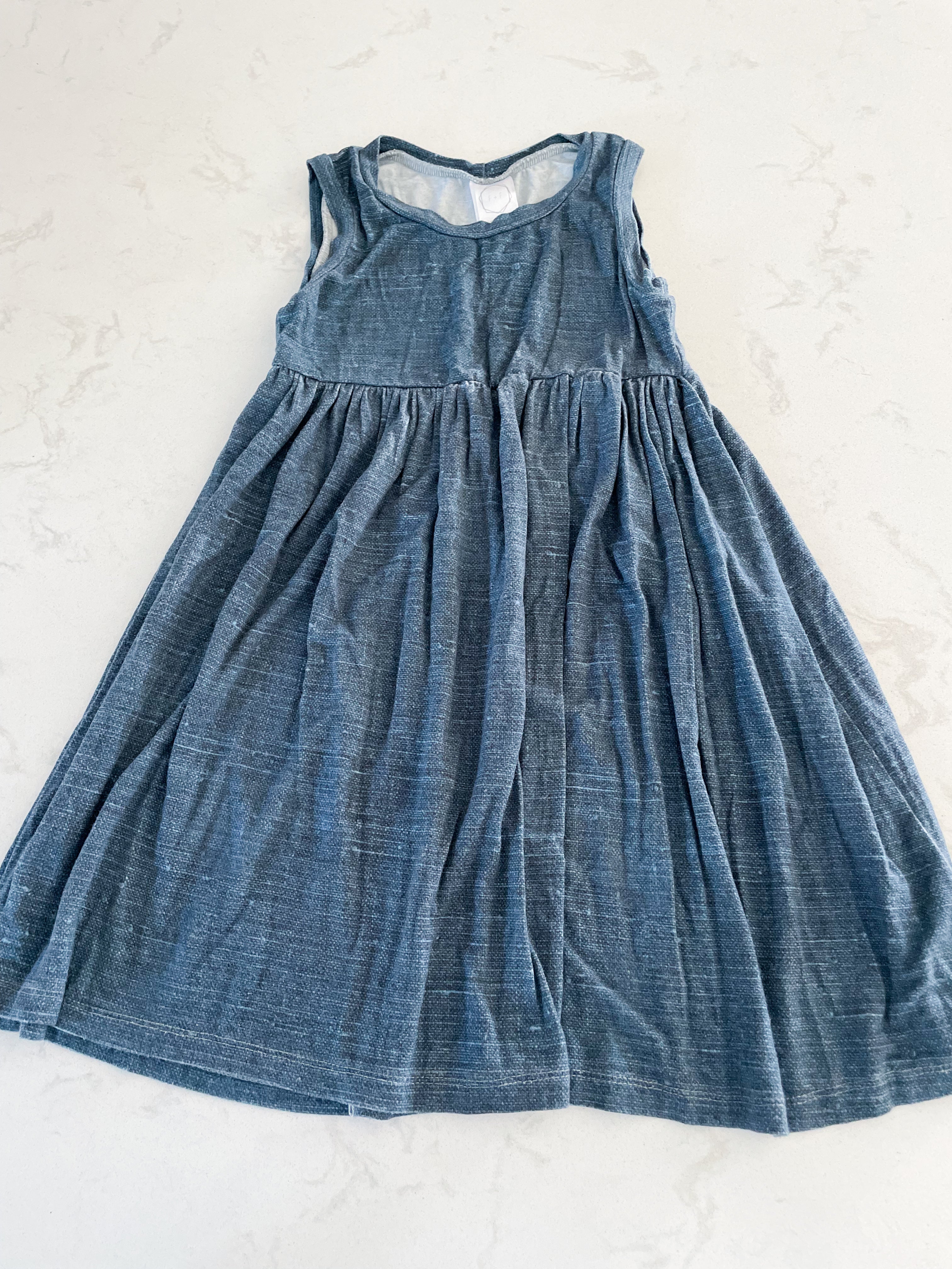 Fawn and Feather-4T-GUC-blue bamboo dress