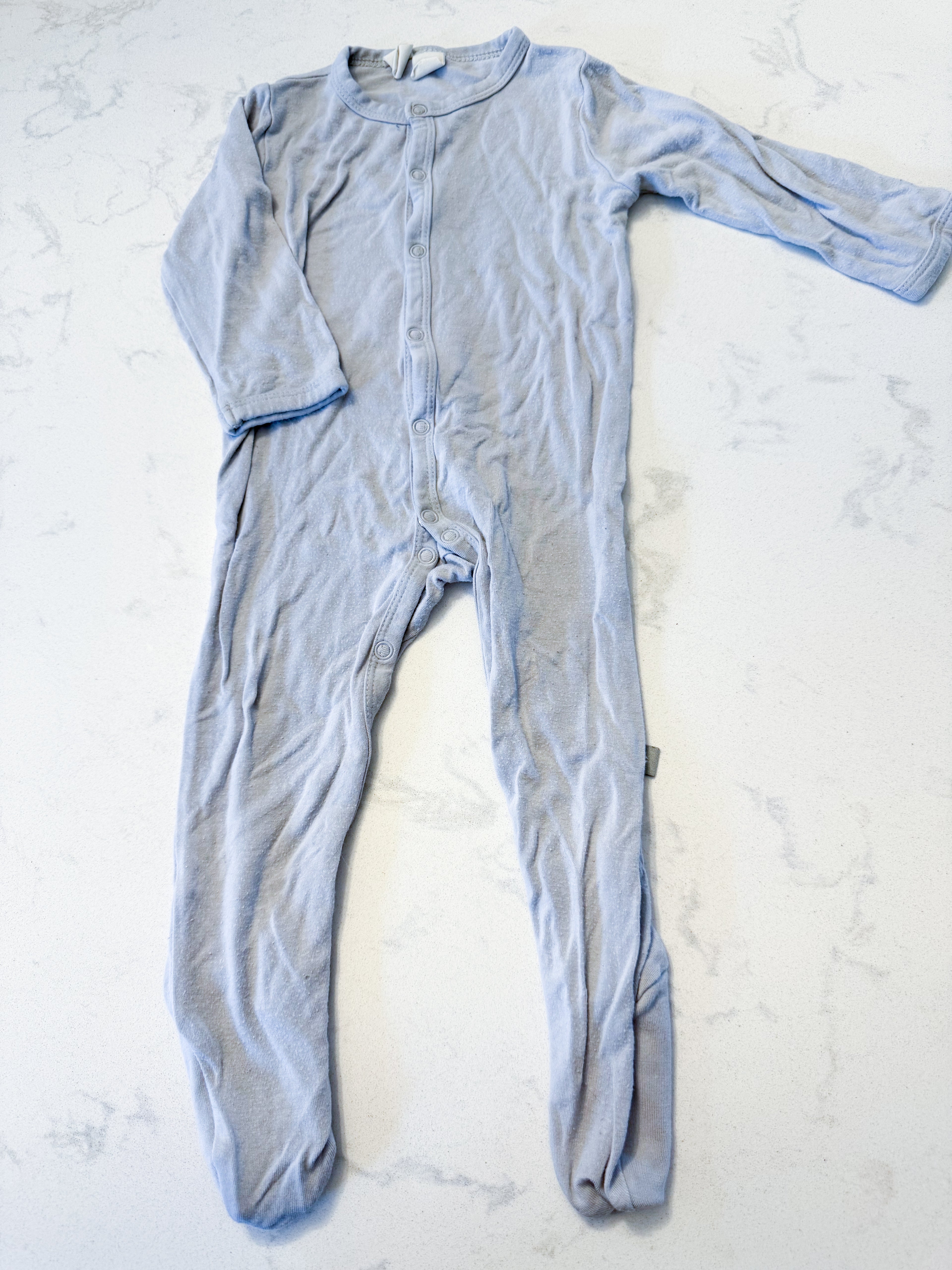 Kyte Baby- 3-6m- PLAYYYY- light blue button up bamboo footie Jammies