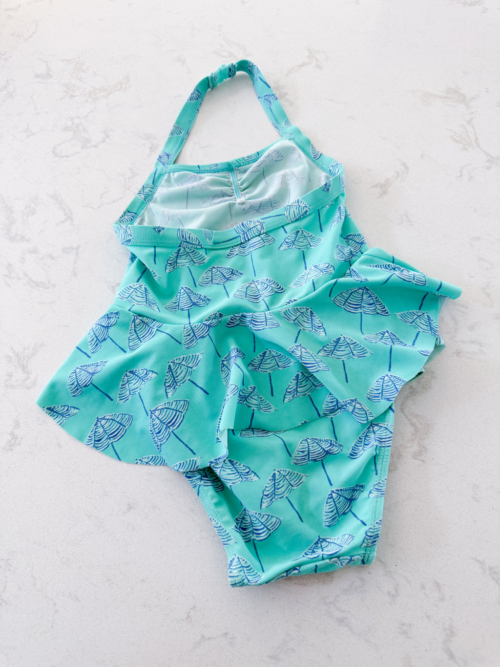Old Navy- 3T- VGUC- halter bathing suit with beach umbrella pattern