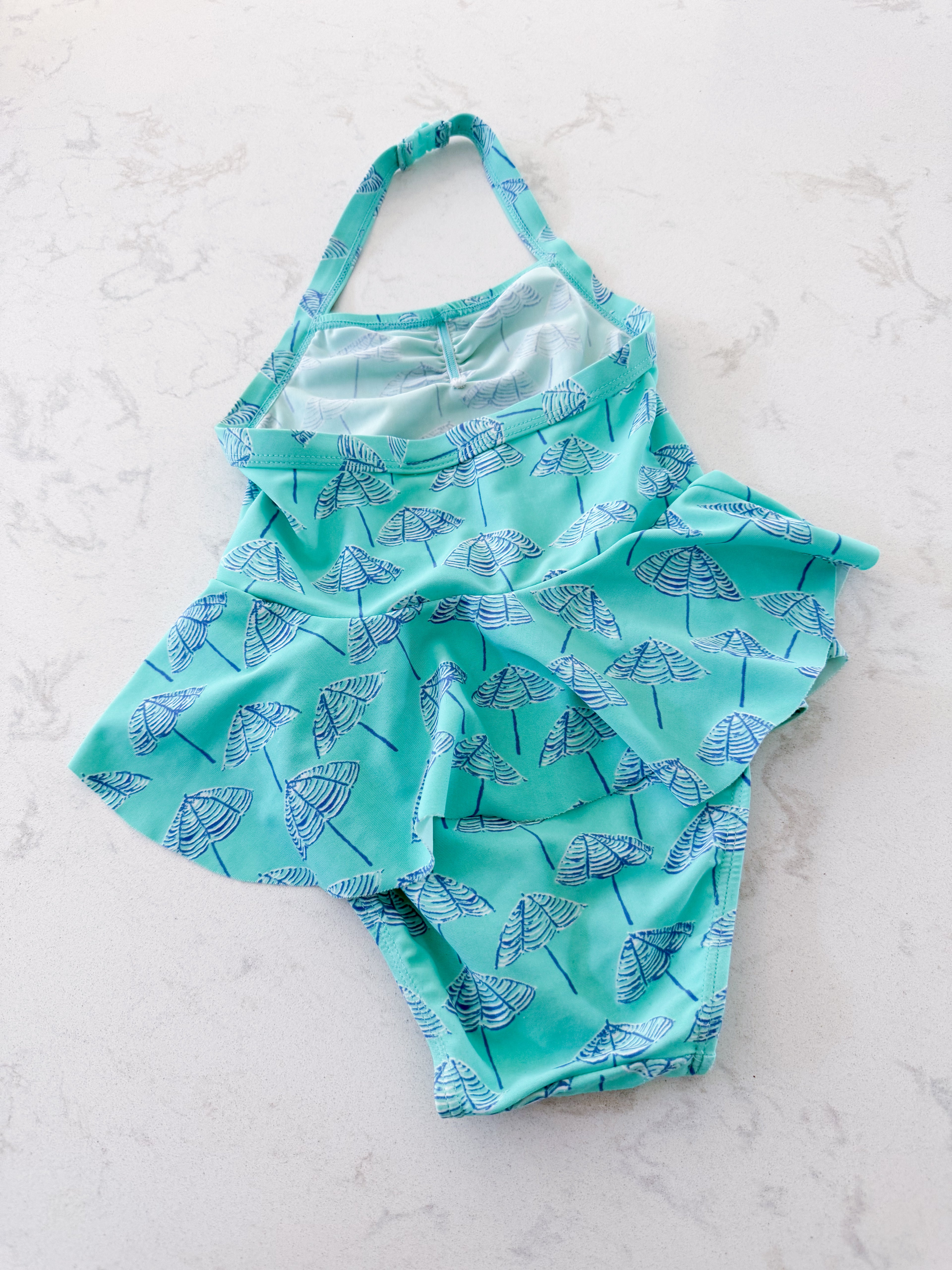 Old Navy- 3T- VGUC- halter bathing suit with beach umbrella pattern