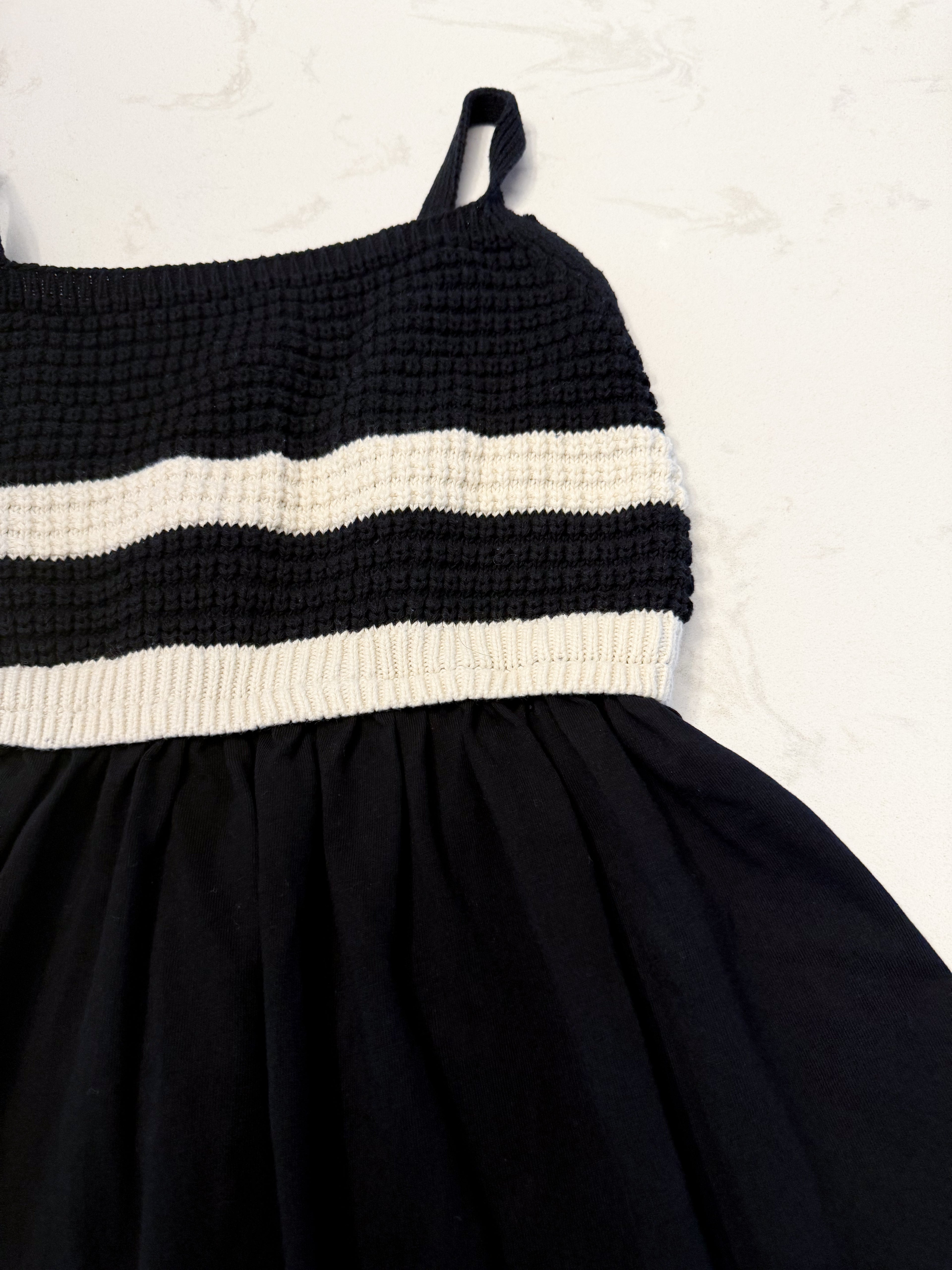 Zara- 13-14Y- VGUC- black and white knit dress with cotton skirt