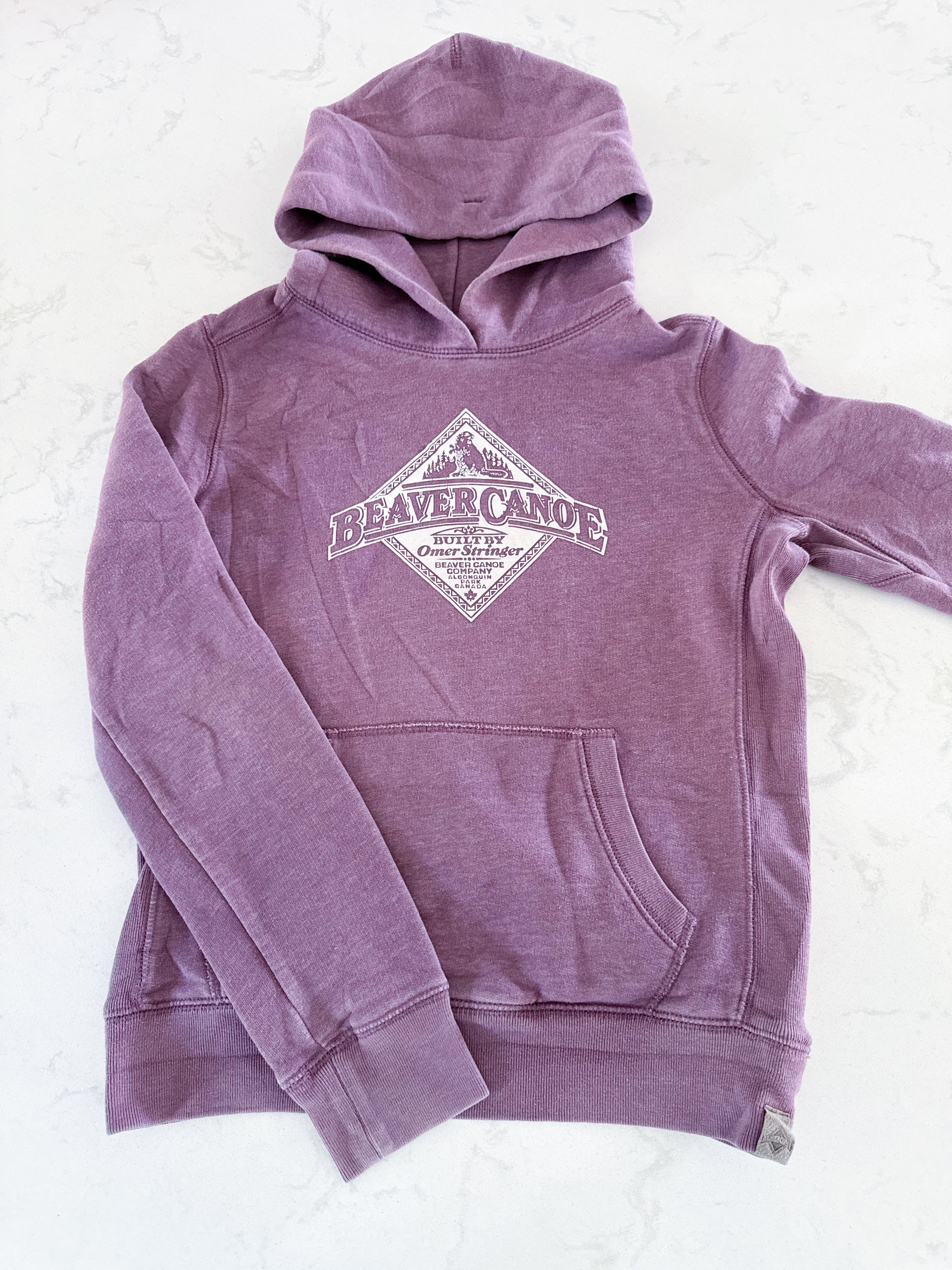 Roots- 12-14Y- GUC- light purple hoodie with white logo