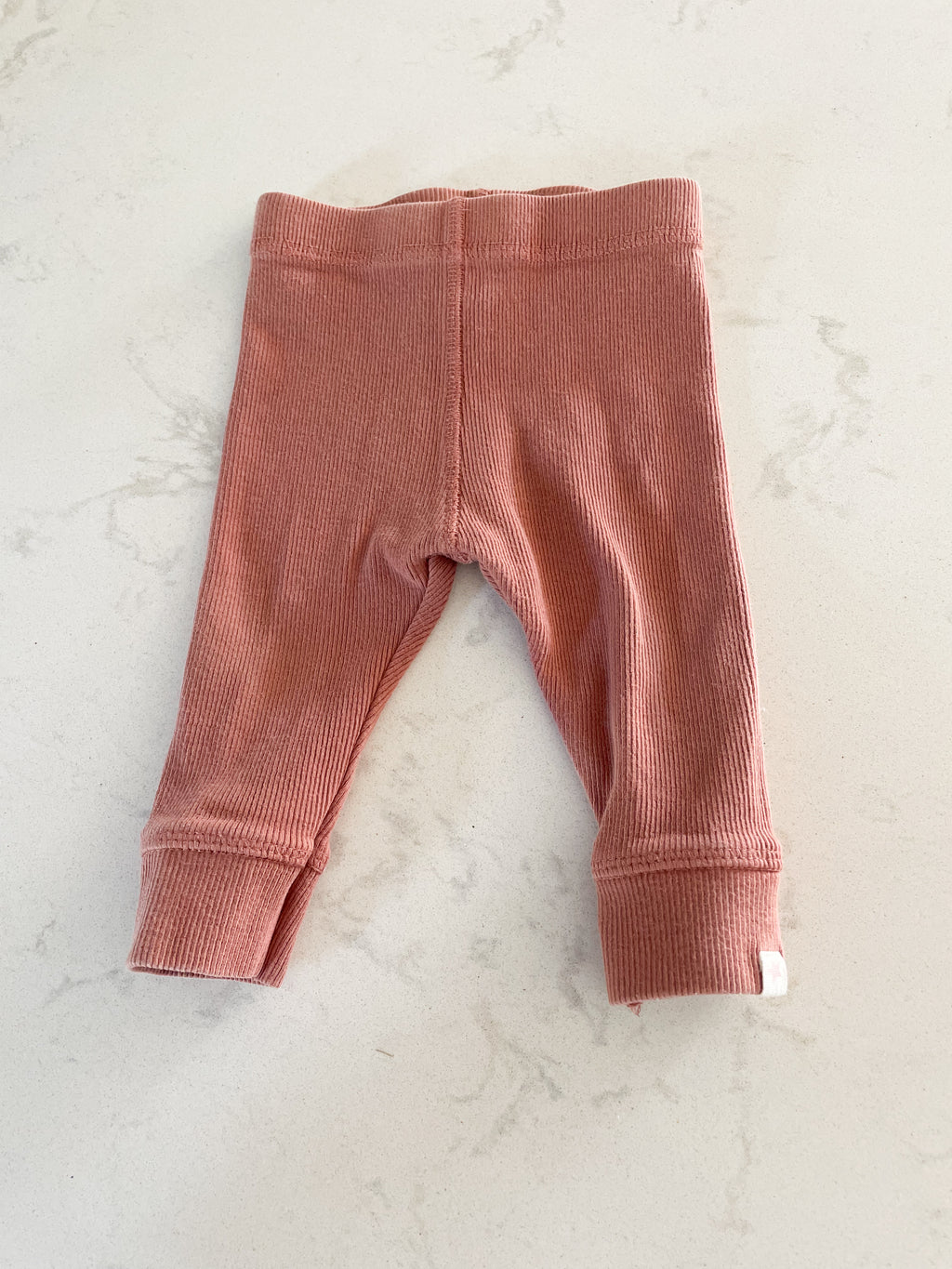 Zara-3-6m-GUC-dusty light rose ribbed leggings