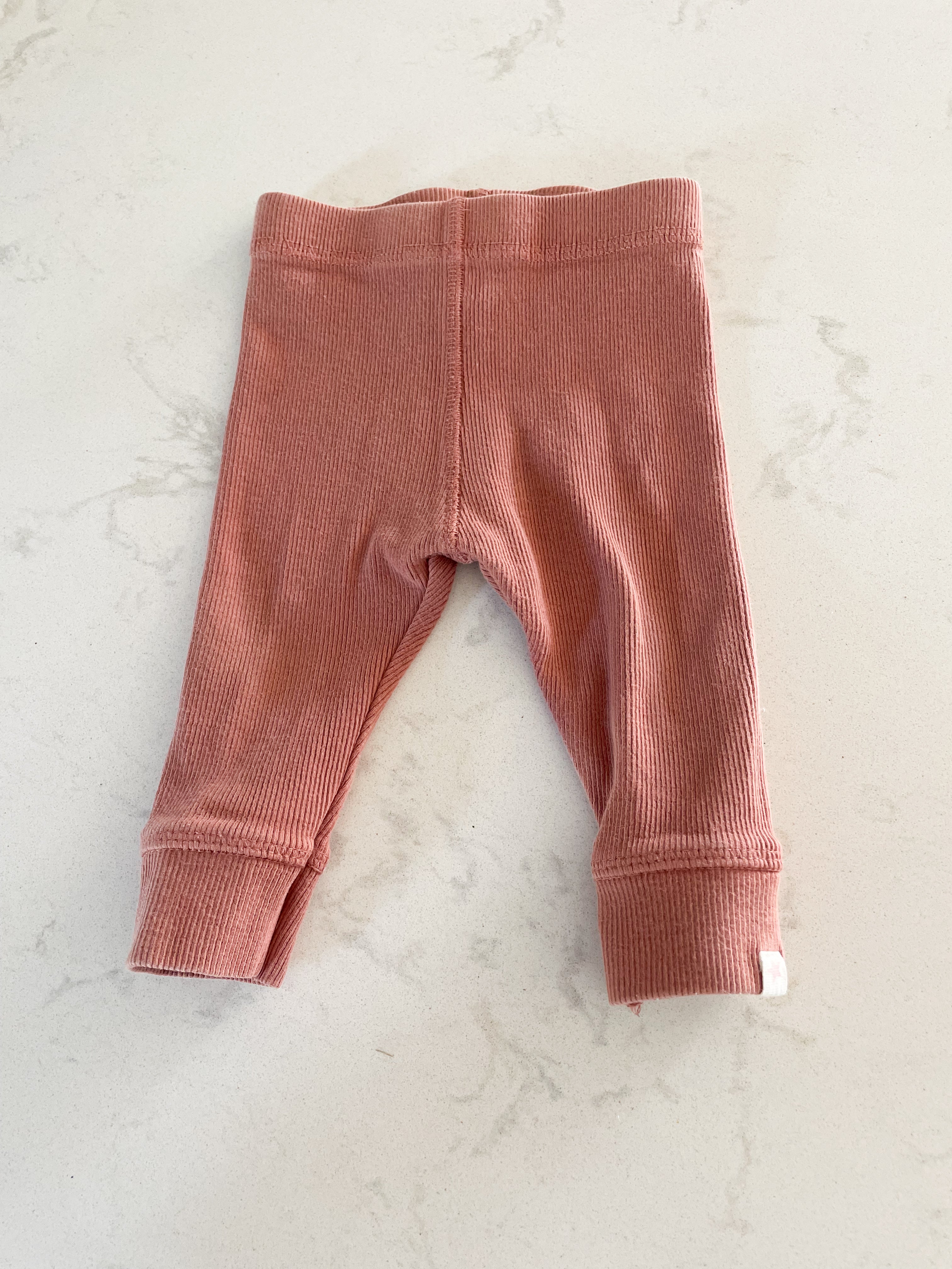 Zara-3-6m-GUC-dusty light rose ribbed leggings