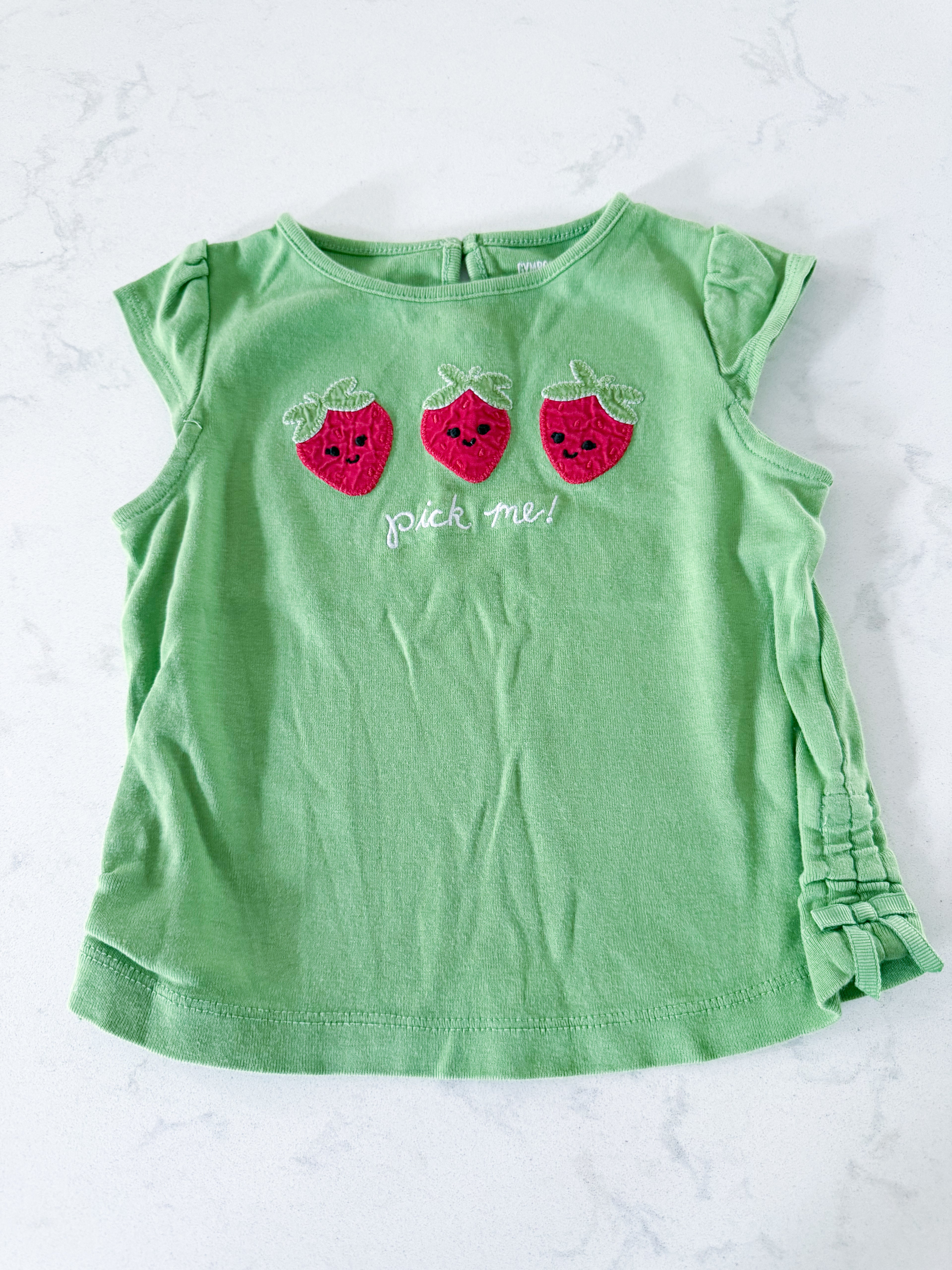 Gymboree- 18-24m- GUC- green tank with embroidered strawberries