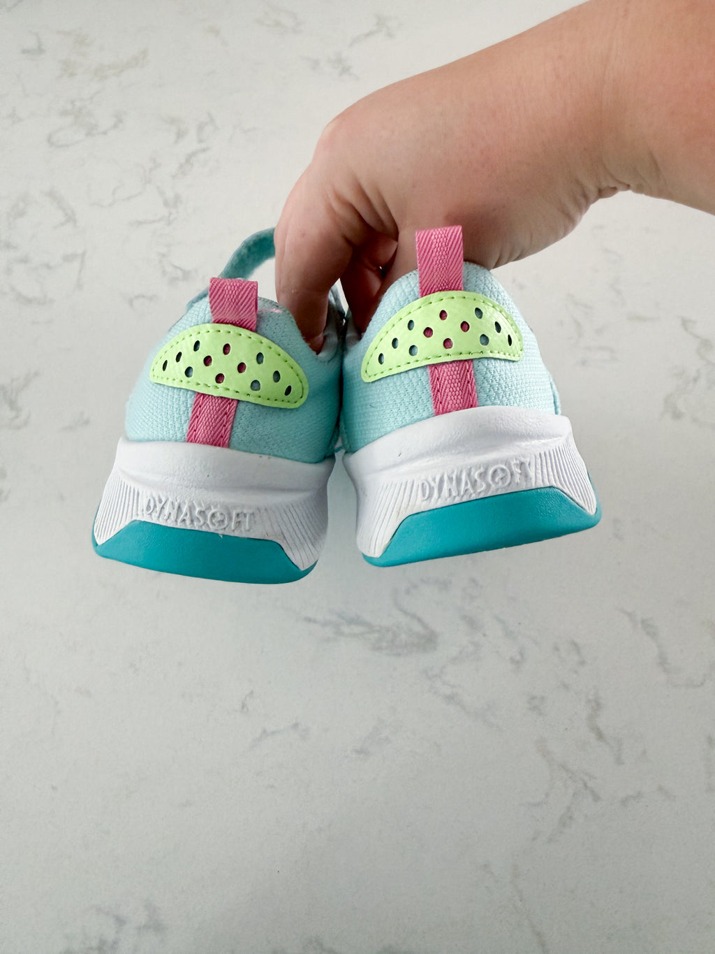 New Balance- 3Y- PLAY- aqua with neon green and pink sneakers