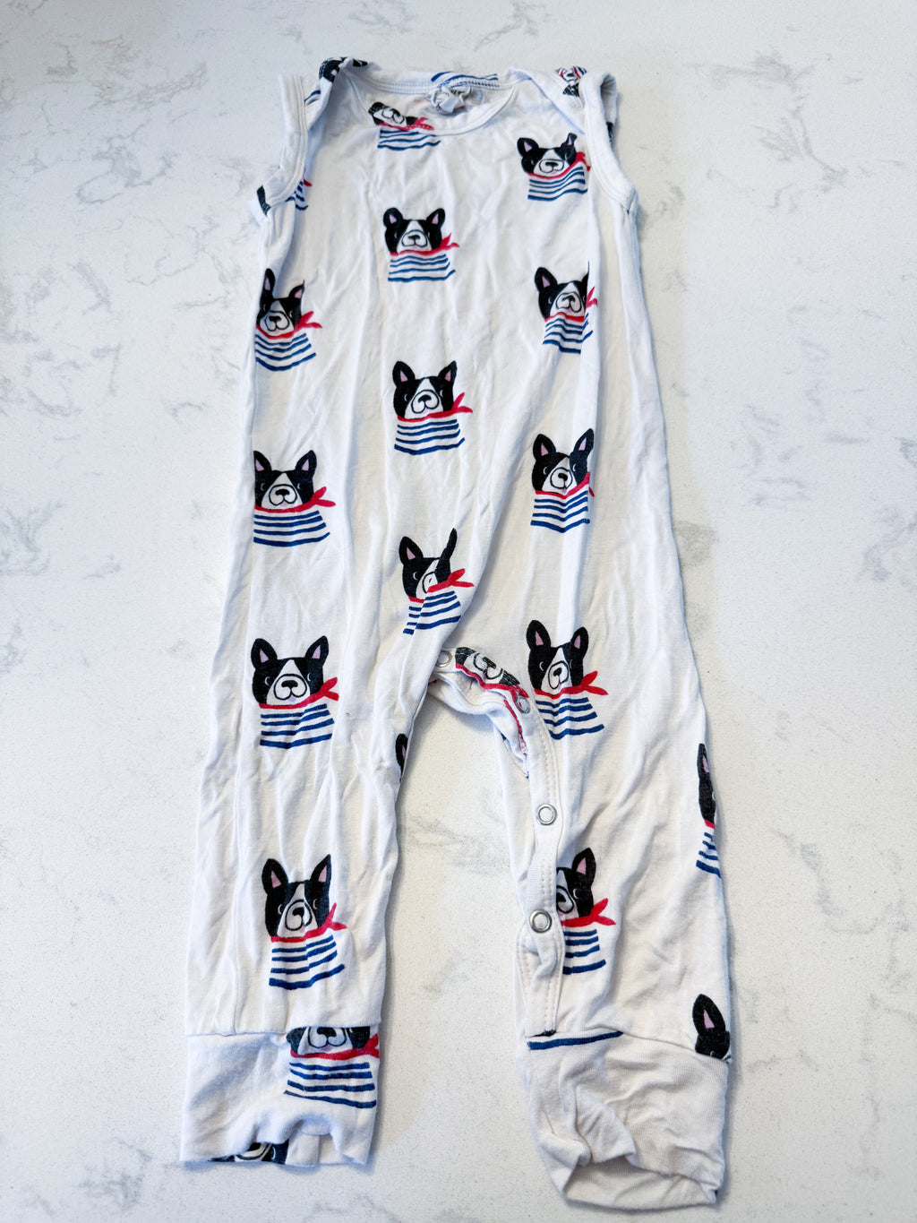 Spearmint Love- 6-12m- PLAY- white bamboo tank romper with frenchies
