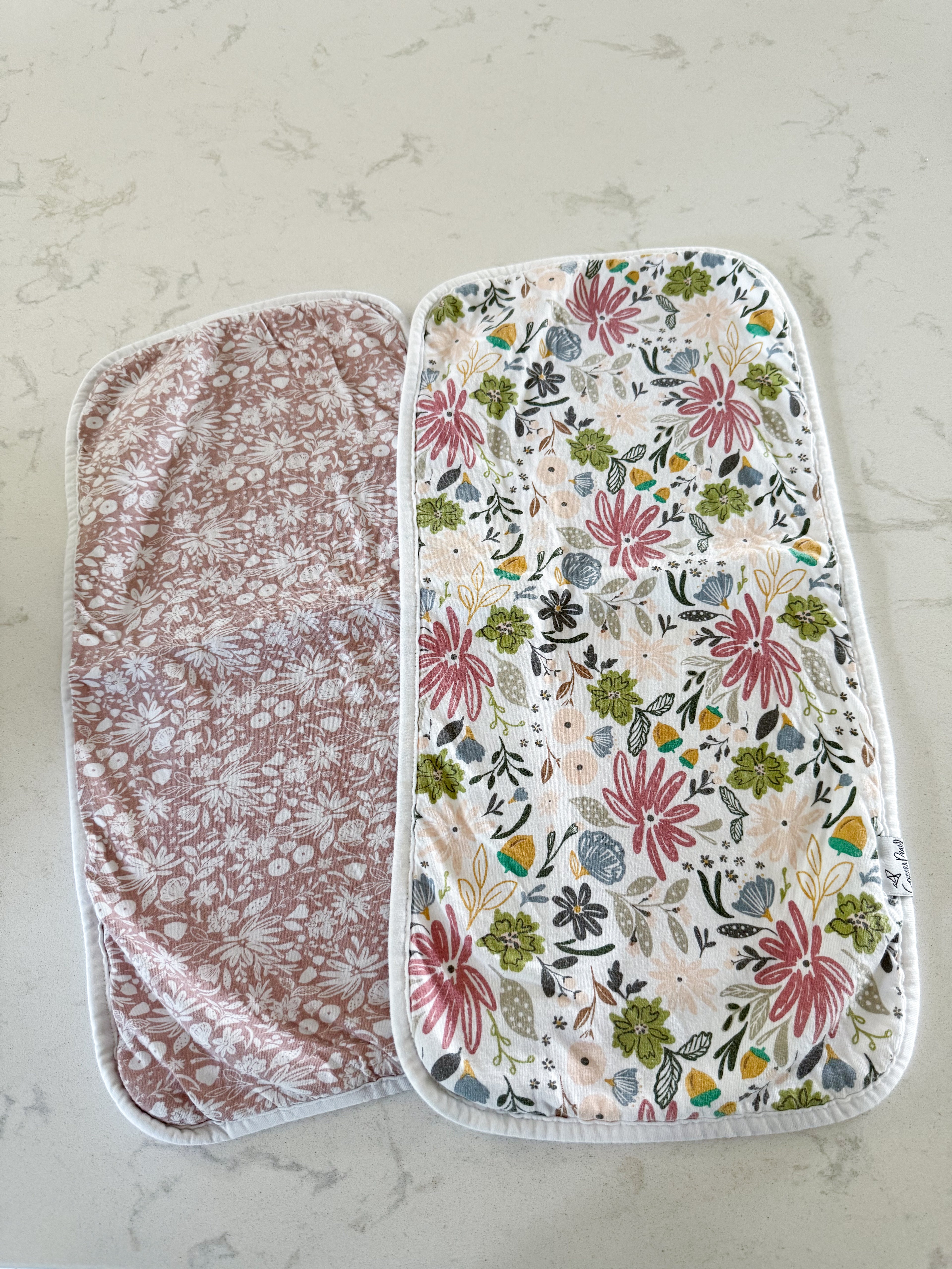 Copper Pearl- PLAY- two pack of patterned burp cloths