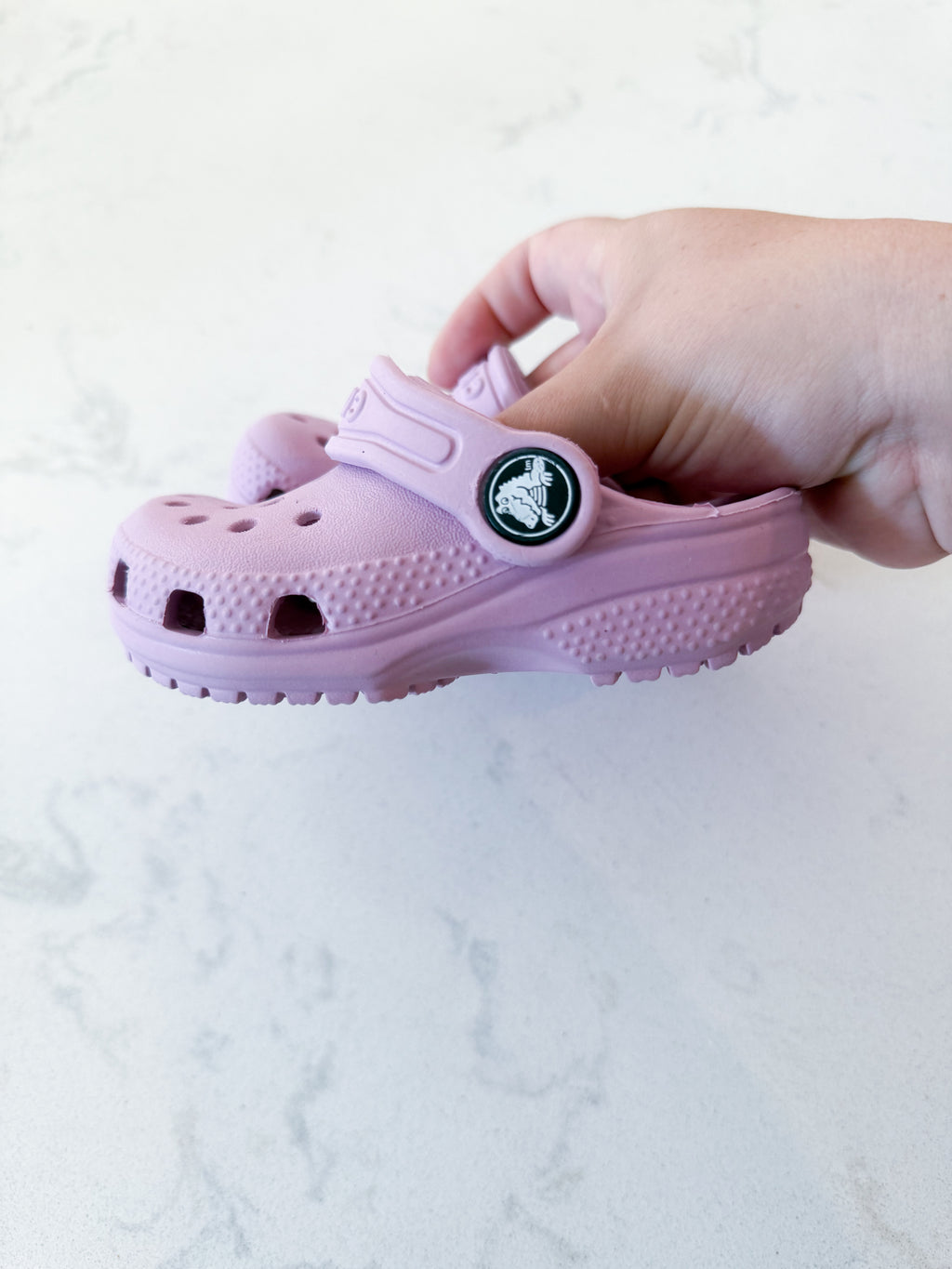 Crocs- 5C- VGUC- light purple slip ons