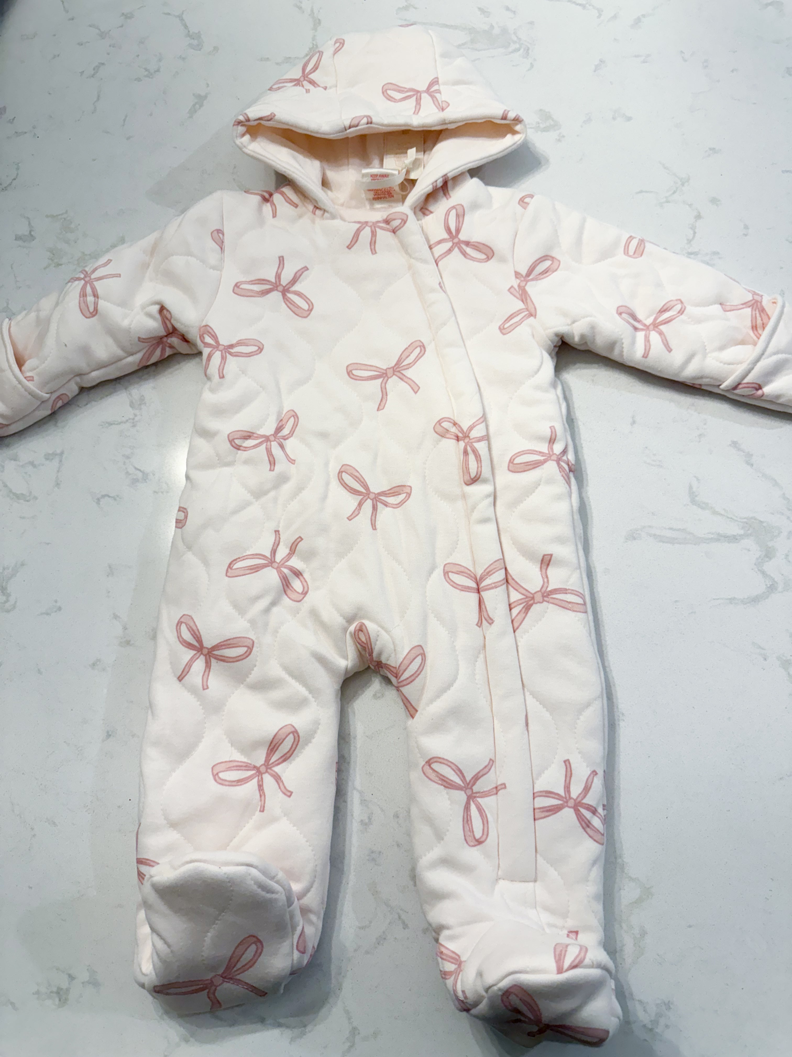 First Wish- 9-12m- BNWT- thick quilted bunting suit