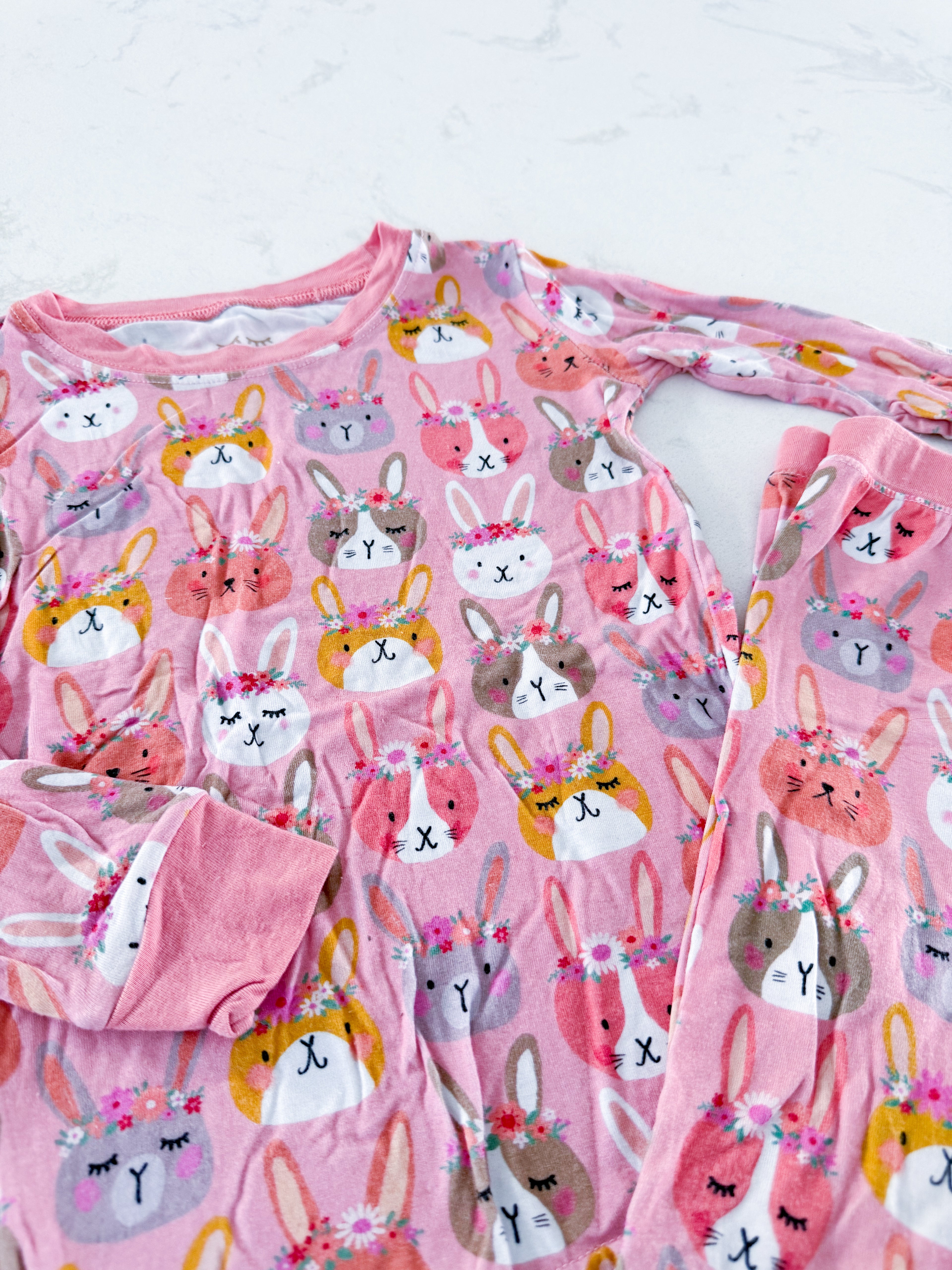 Little Sleepies- 2T- VGUC- pink two piece jammies with bunnies