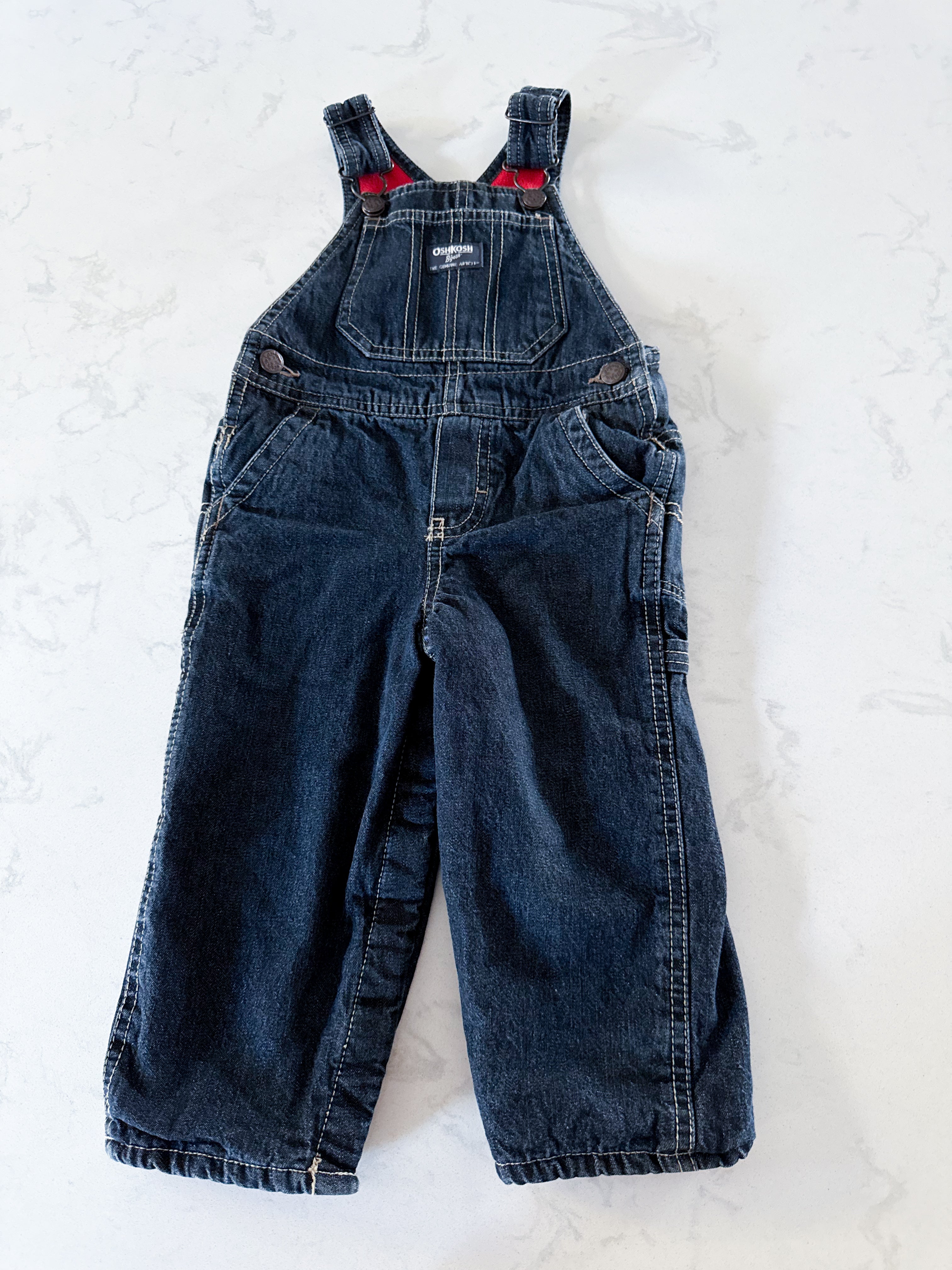 Oshkosh- 18m- VGUC- fleece lined jean overalls