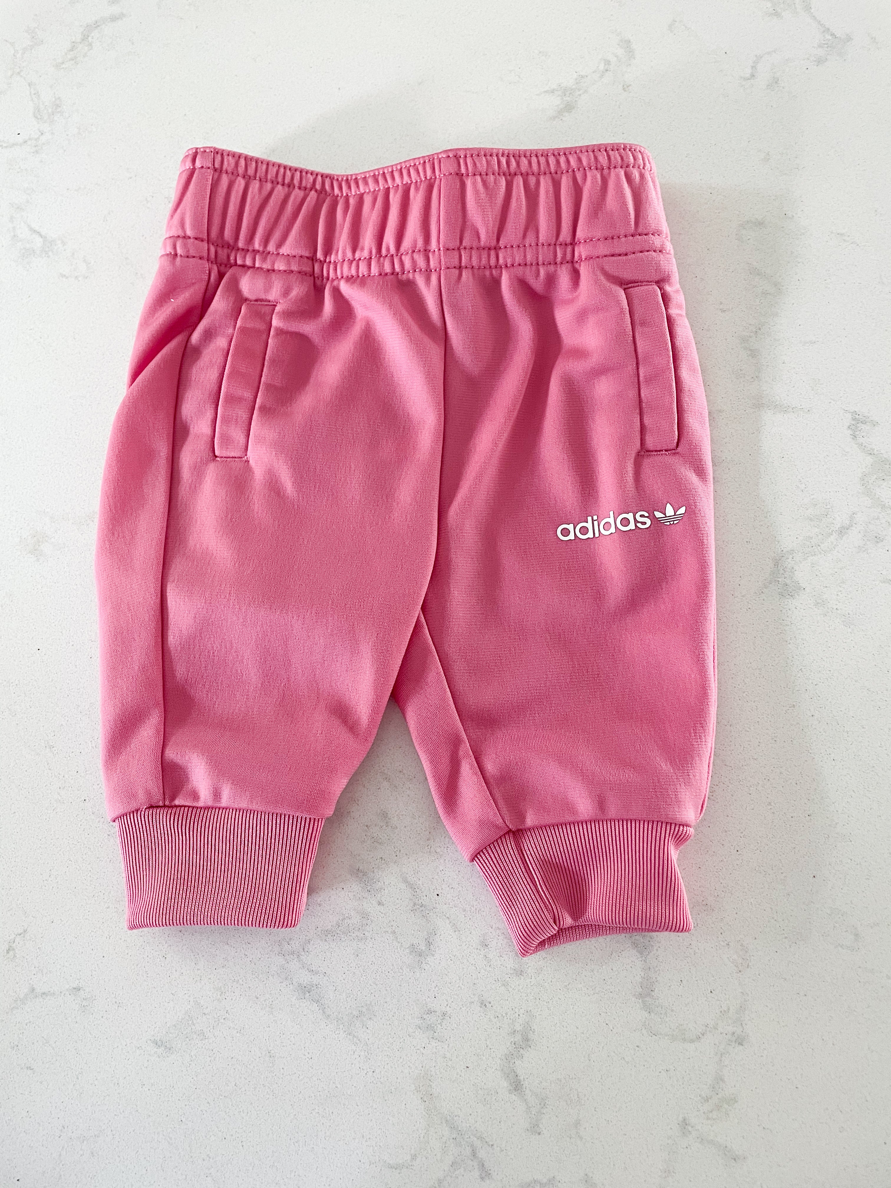 Adidas- 0-3 months- pink track pants