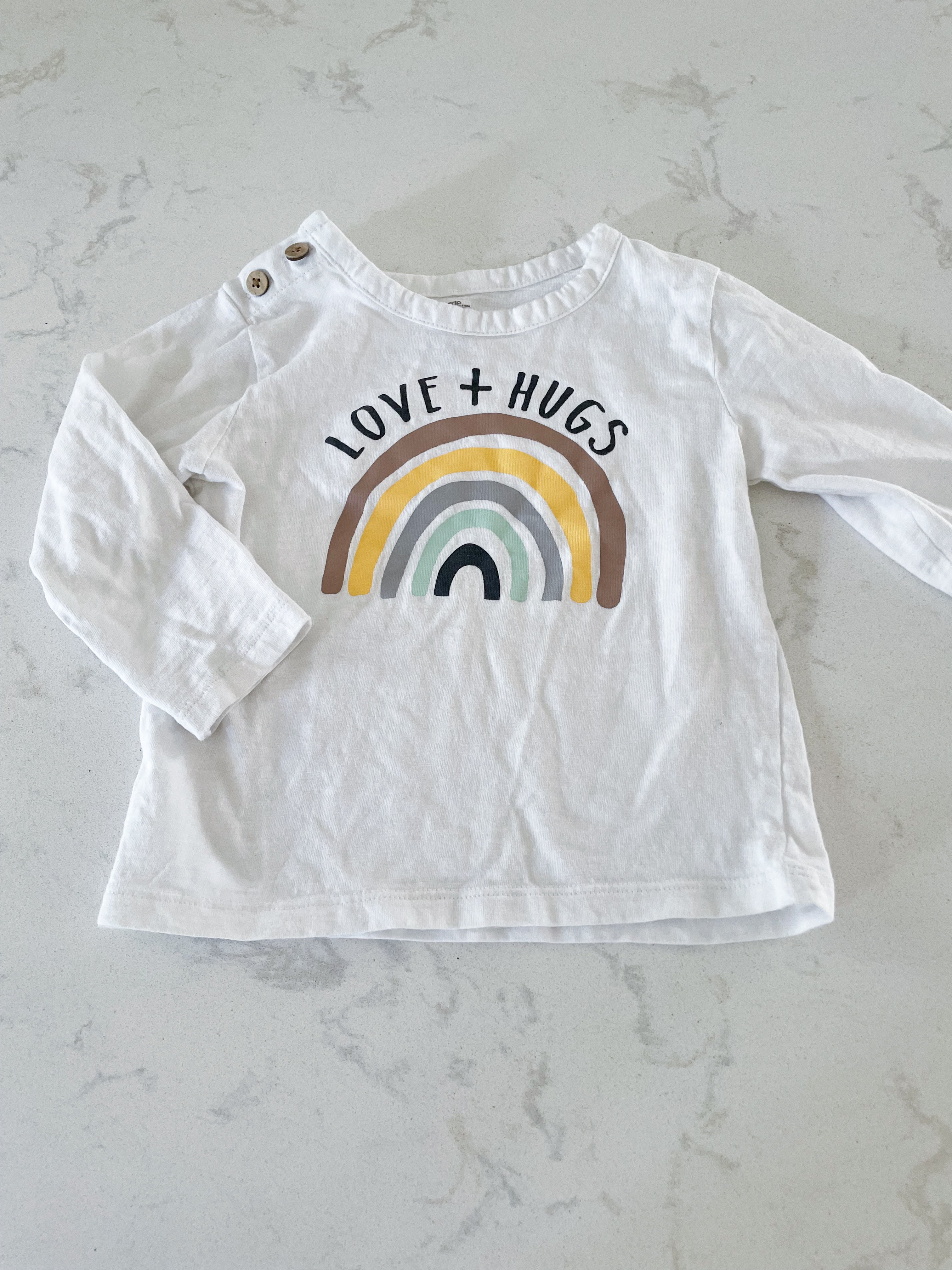 George- 18-24 months- long sleeve white shirt with rainbow