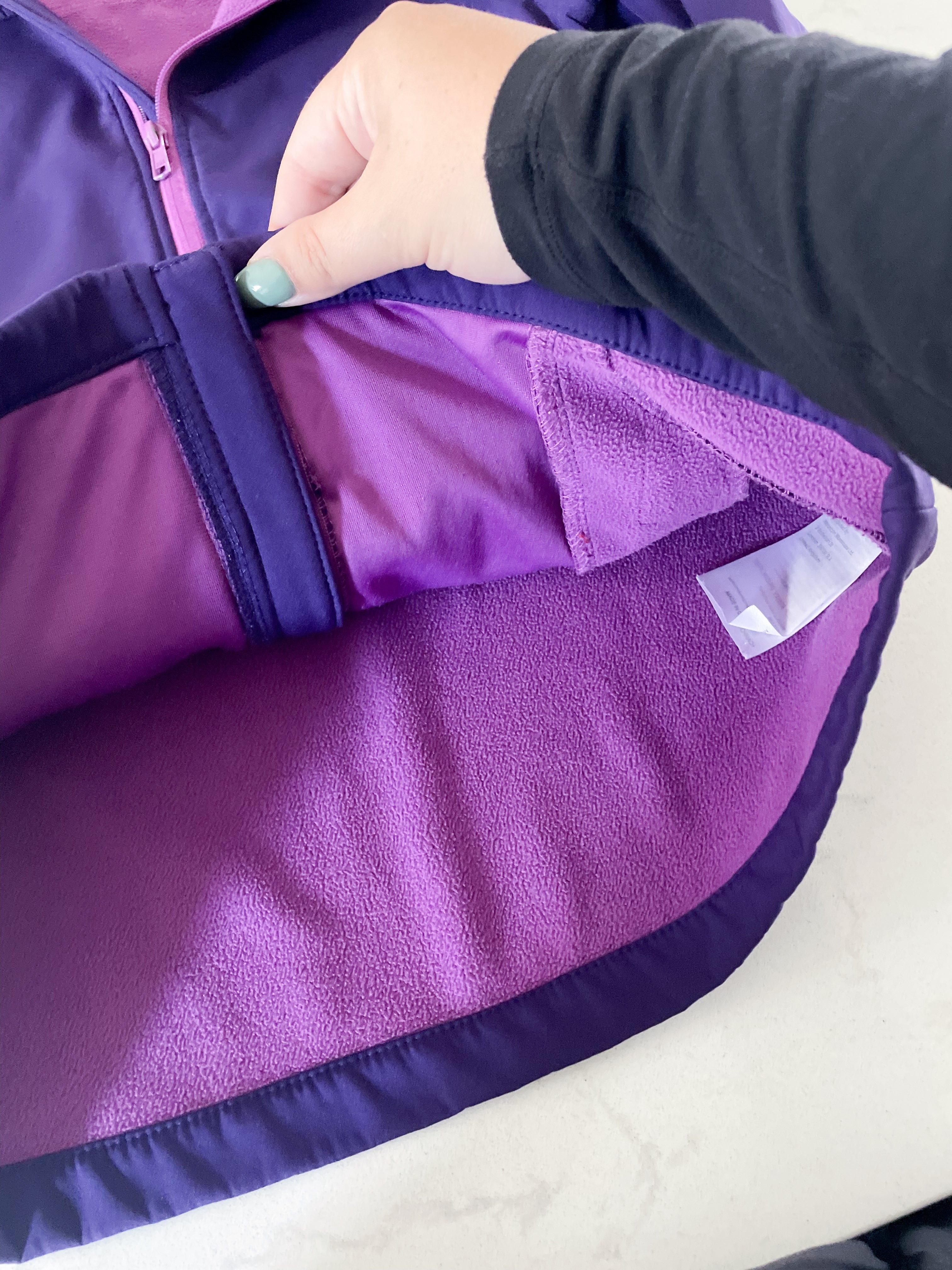 Mountain Warehouse-13Y-VGUC- purple soft shell jacket with fleece lining