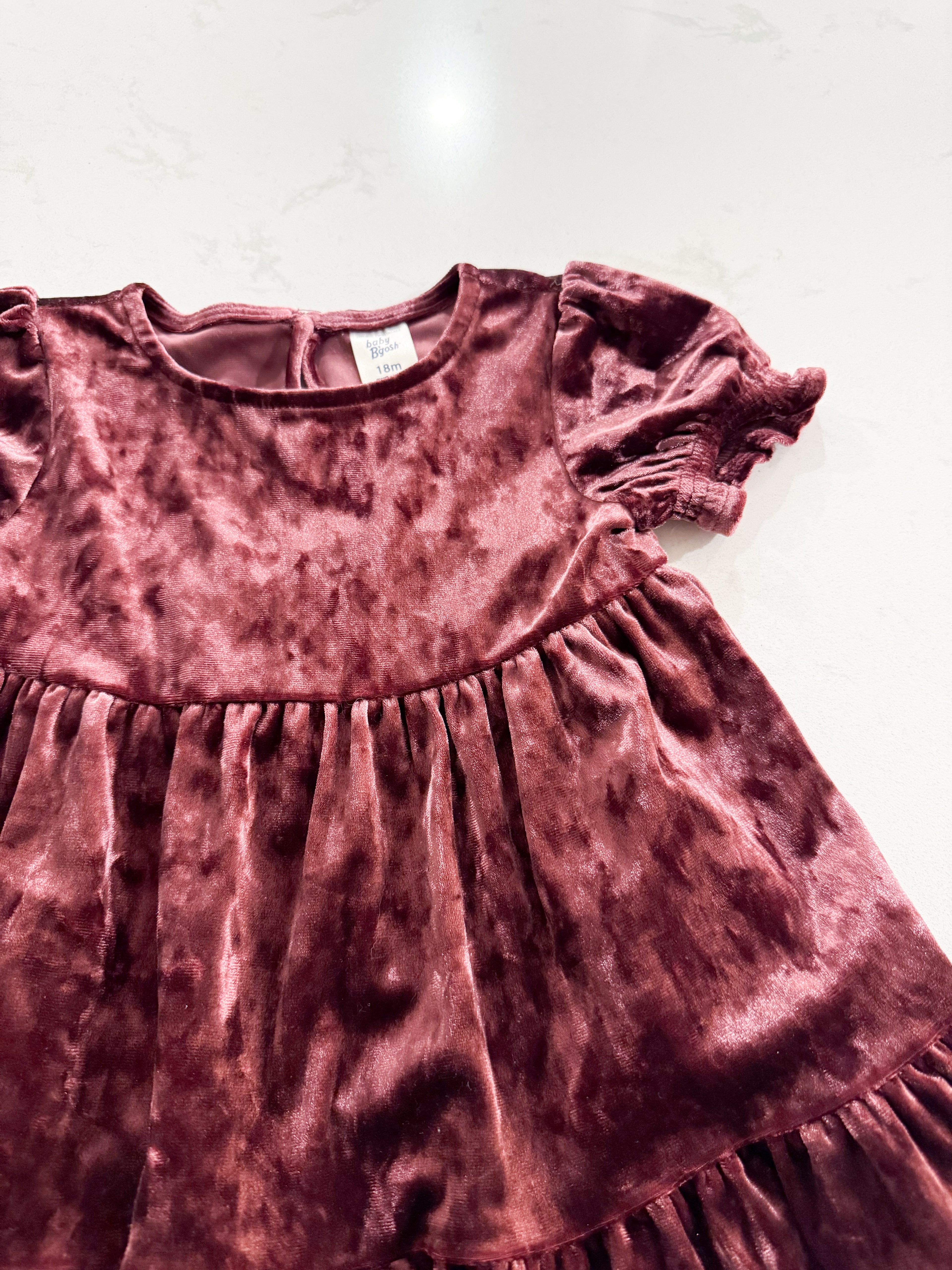 Baby B’gosh- 18m- VGUC- plum velvet dress