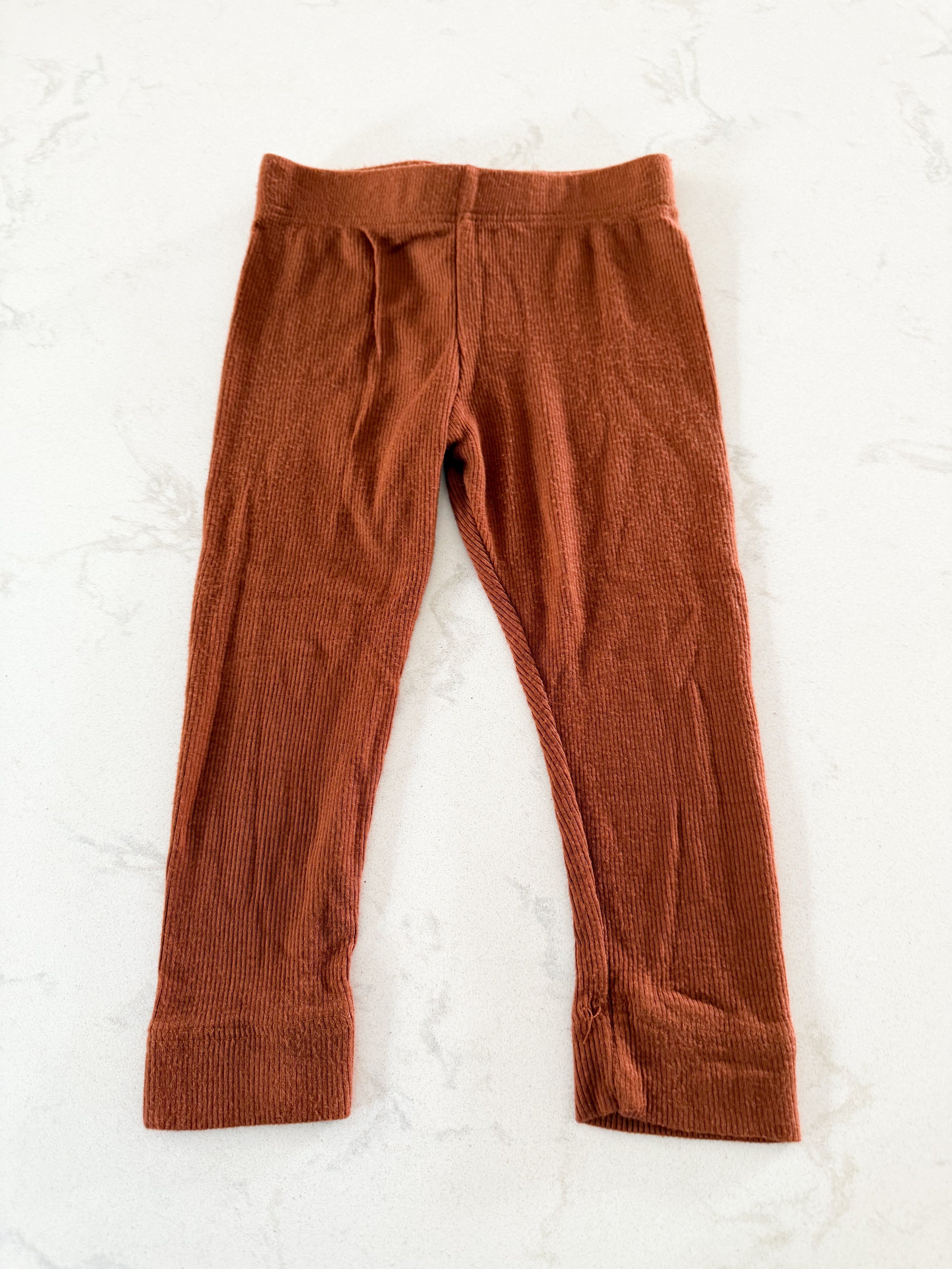 Childhoods-2T- PLAY- brown ribbed modal leggings