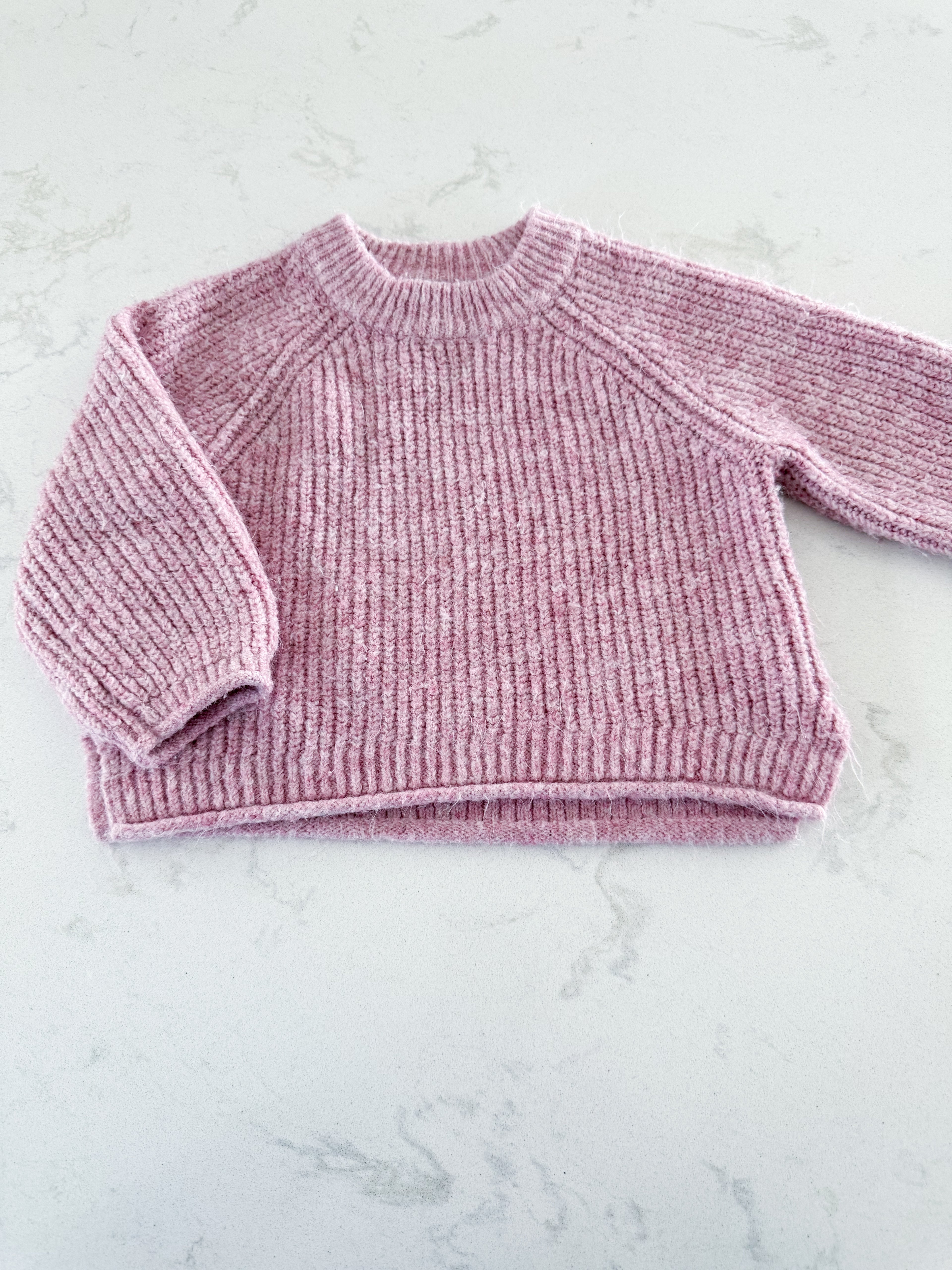 Zara- 6-12m- GUC- light purple knit sweater