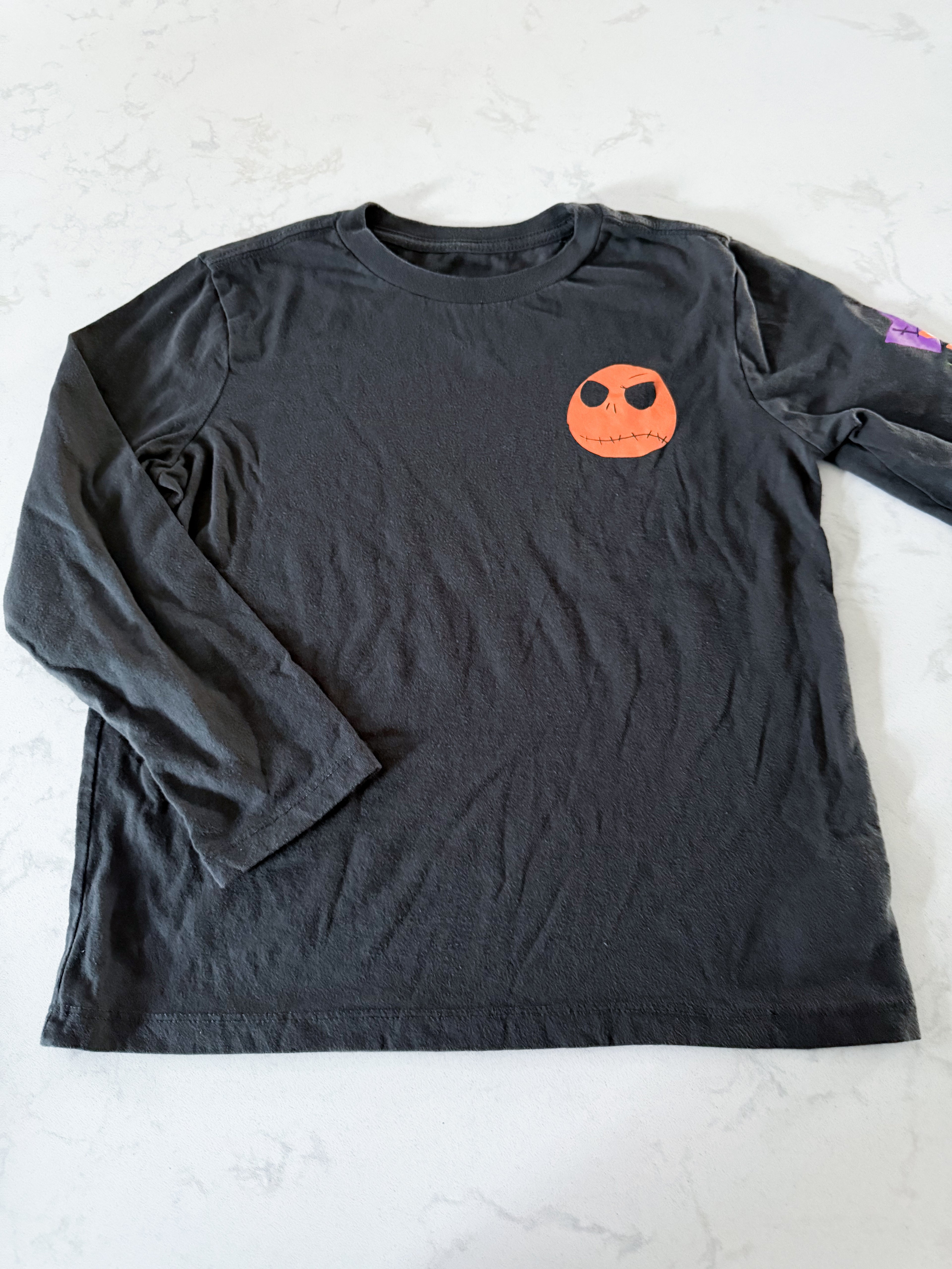 Disney- 7/8Y- GUC- dark grey long sleeve nightmare before Christmas shirt