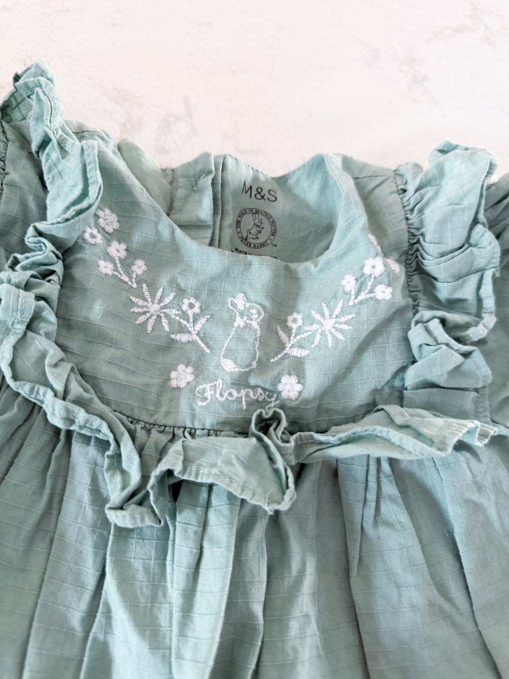 M&S- 24m- VGUC- Beatrix Potter embroidered bunny dress