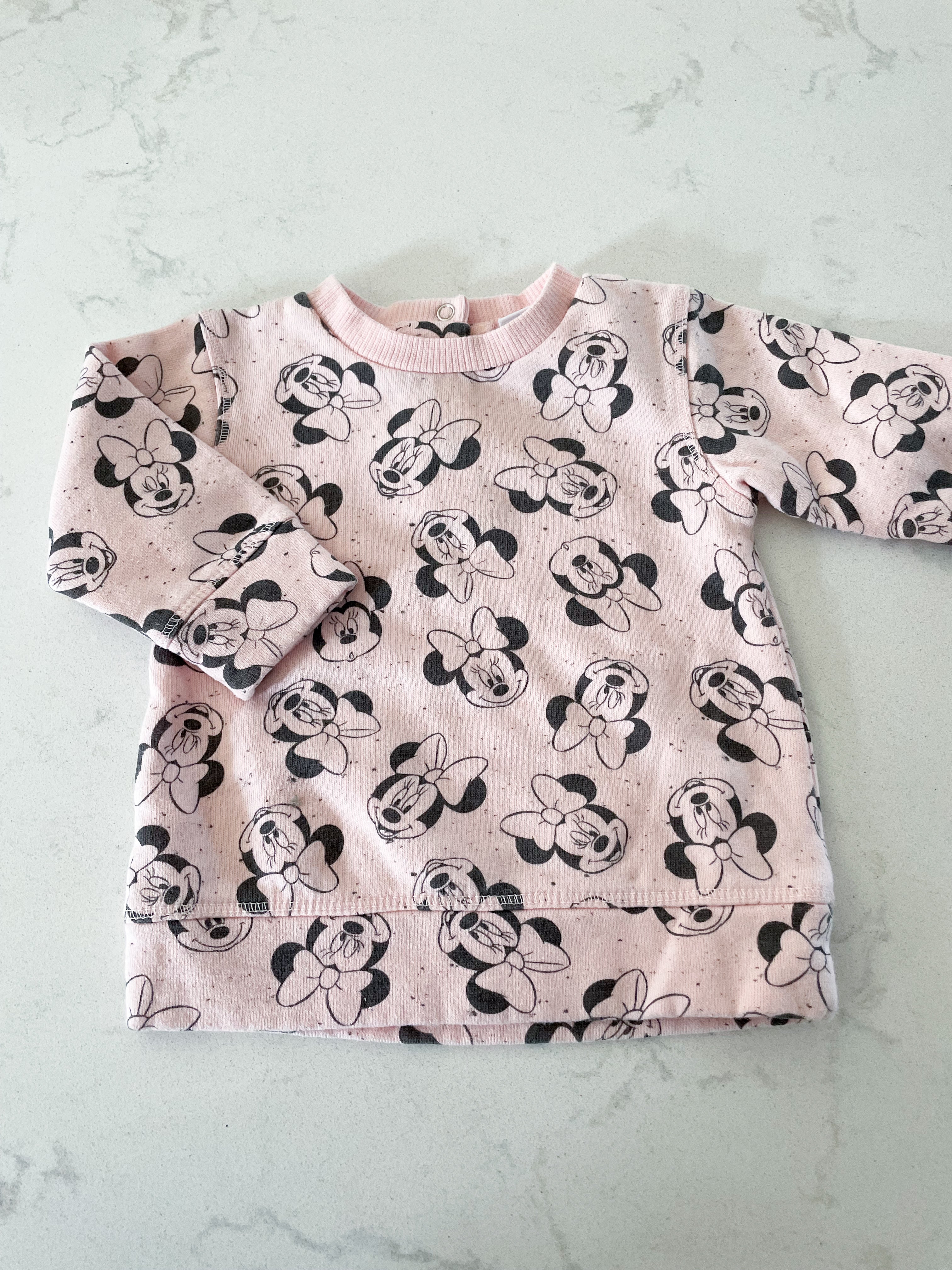 Disney Baby- 3m- GUC- light pink crewneck with Minnie heads