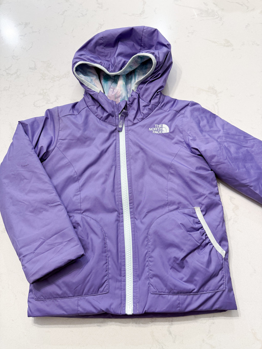 The North Face- 4T- PLAY- purple reversible spring puffer jacket