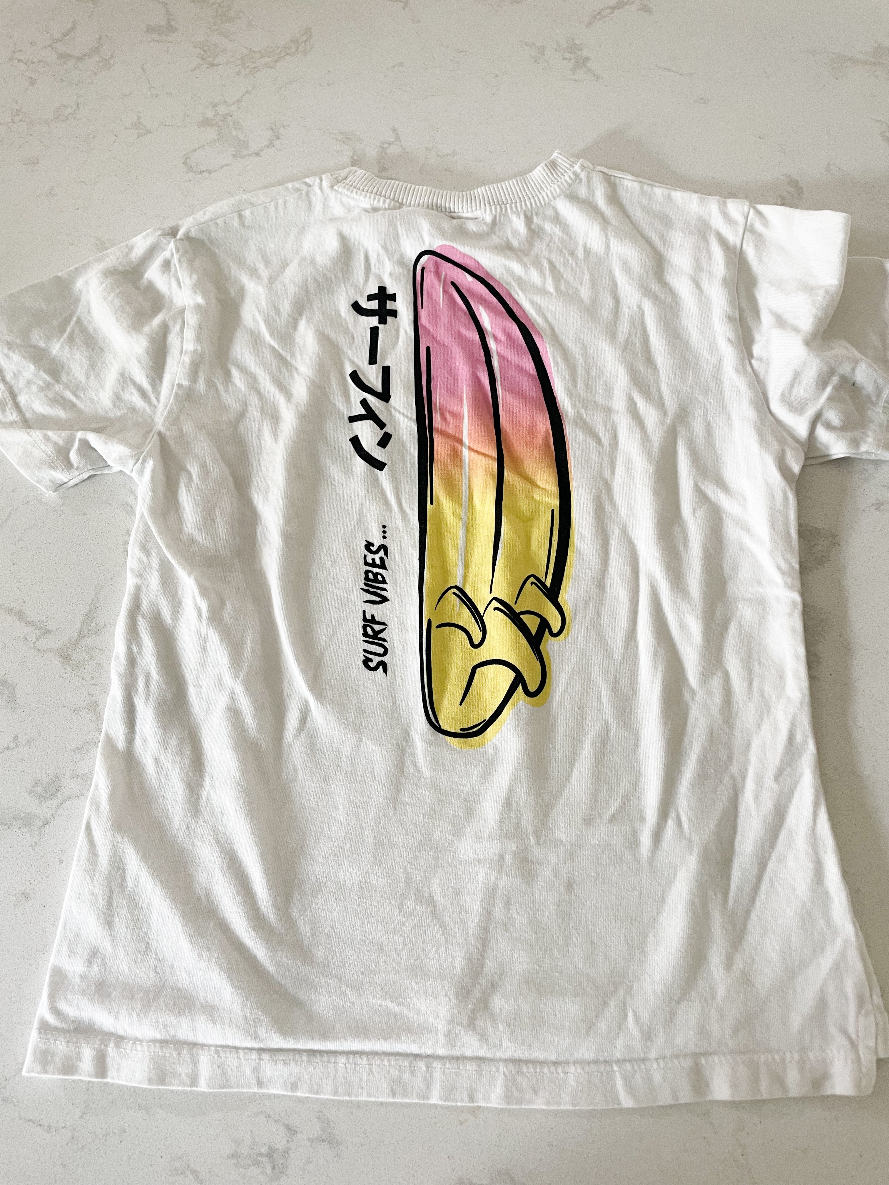 Zara-4-5Y-GUC- white t shirt with surf board