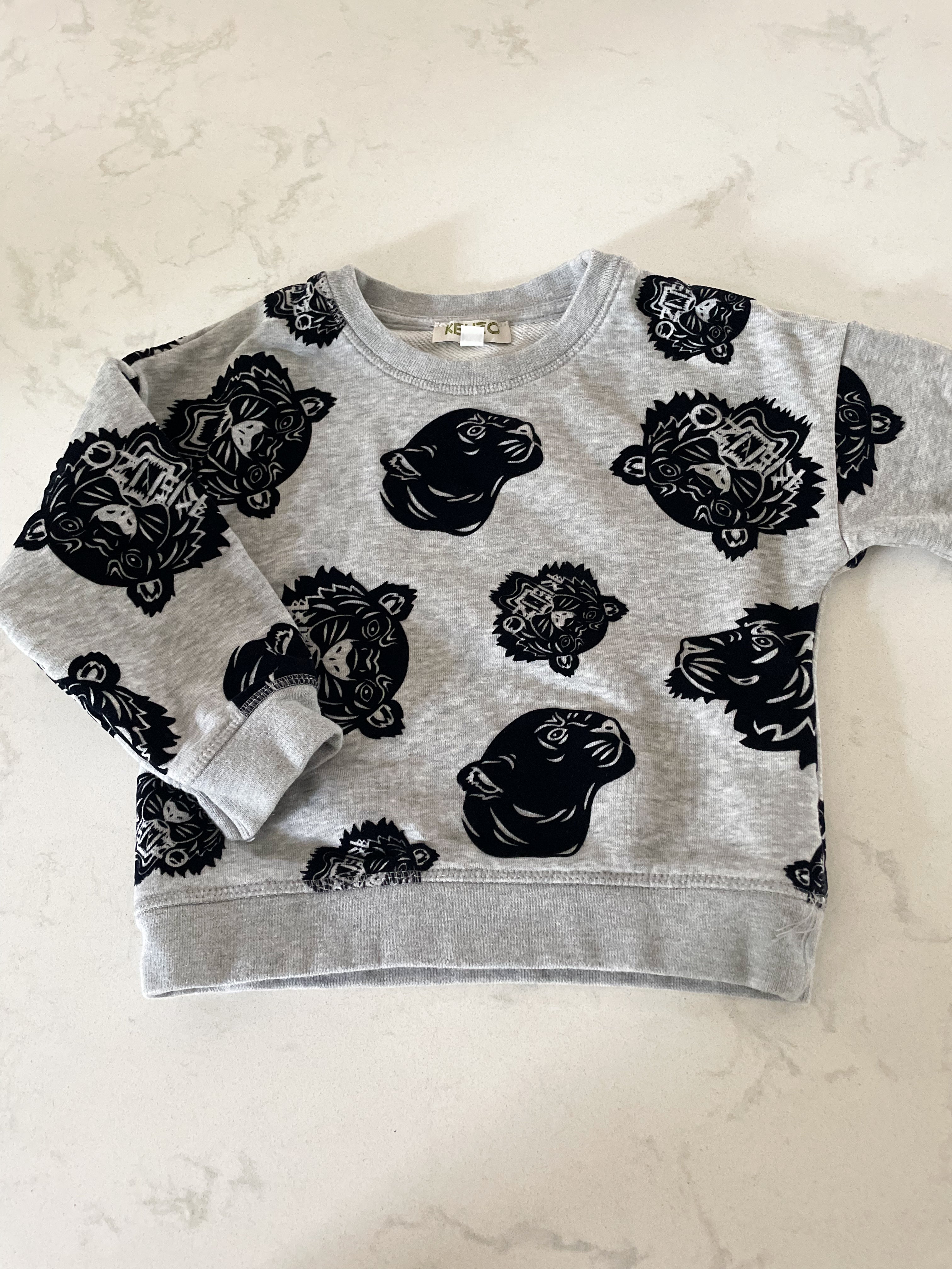 Kenzo Kids-2T-VGUC- Grey with velvet Tiger heads